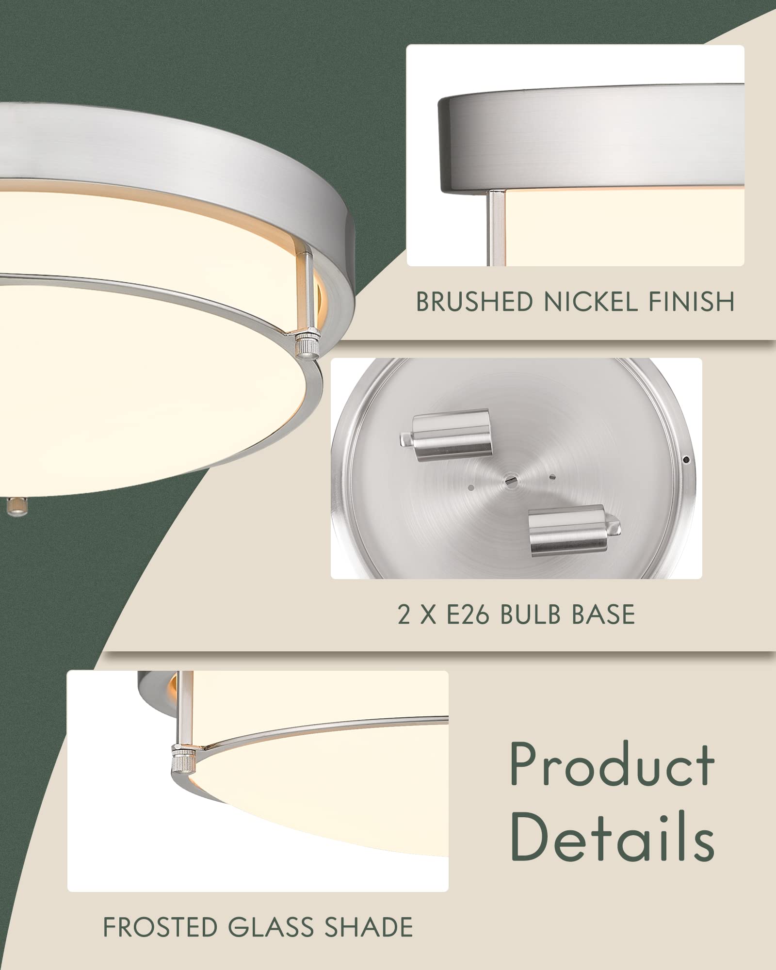Cargifak 12in Flush Mount Ceiling Light, Farmhouse Style, Bubble Glass, Brass Gold, Model CKCL4822-2W-SGBB