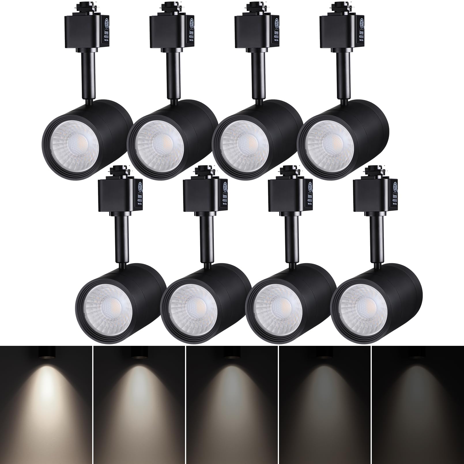 LEONLITE 8-Pack 8.5W LED Track Lighting Heads, 4000K Cool White, 38° H Type Track Light Heads, CRI90+ Dimmable LED Track Spotlight Fixtures, Matte Black