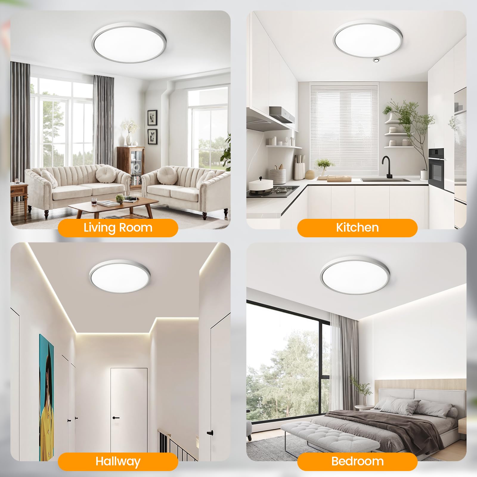 Taloya 8 Pack Led Flush Mount Ceiling Light Fixture, 10 Inch 5 Color Selectable Ultra-Thin Surface Mounted Fixture 2000Lw 20W White Led Ceiling Light For Bedroom,Living Room, Dining Room