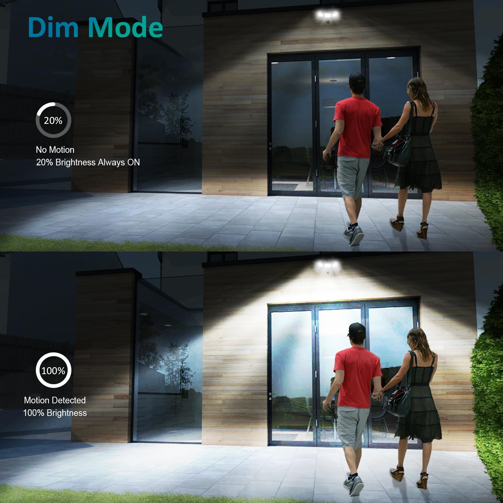 USTELLAR 55W LED Security Lights with Motion Sensor, Remote Control, IP65 Waterproof, 5500LM, Black, Model UT88125 - 2 Pack