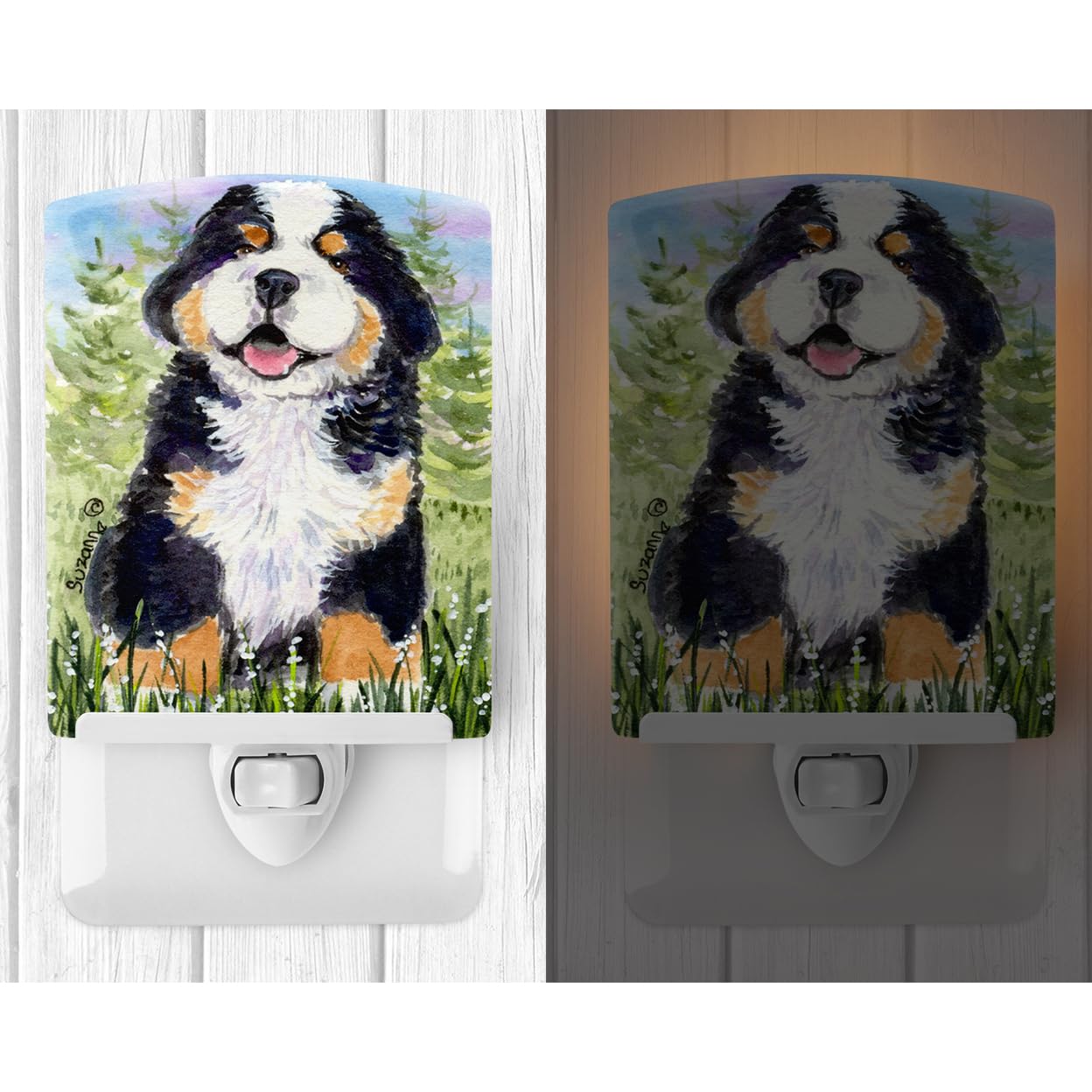 Carolines Treasures Ceramic Night Light, Bernese Mountain Dog, UL-Certified, 6x4x3 inches, Model SS8750CNL