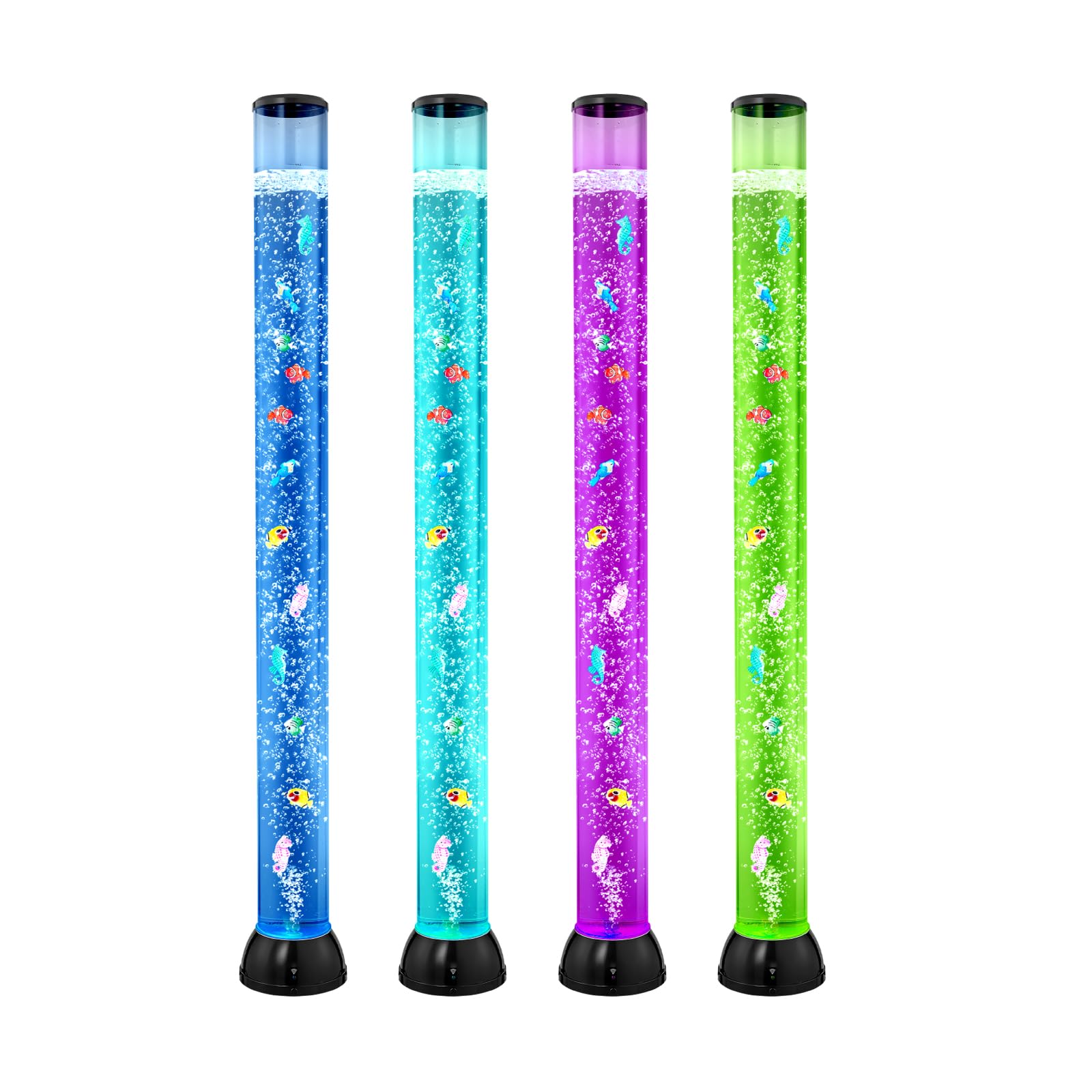 VEVOR Sensory Bubble Tube Lamp, 4 ft Bubble Fish Tube, Sensory Aquarium Lamp with 10 Floating Fish & 16 Color Effects, Remote Co
