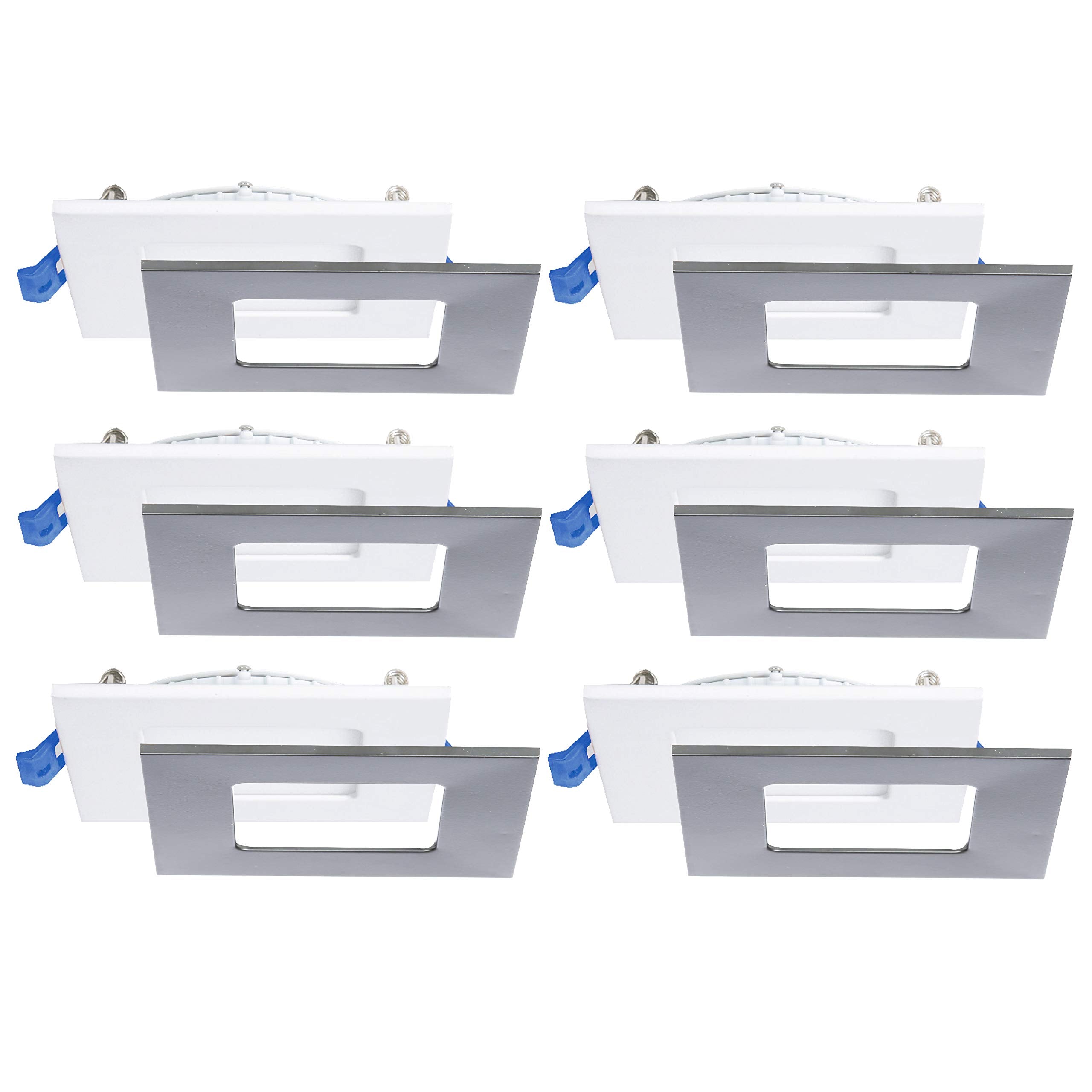Nadair, 4 LED Recessed Ultra Slim Lights, 6-Pack, IC Rated, Dimmable, 12W=80W, 900 Lumens, 3000K (Warm White), Large Junction Bo