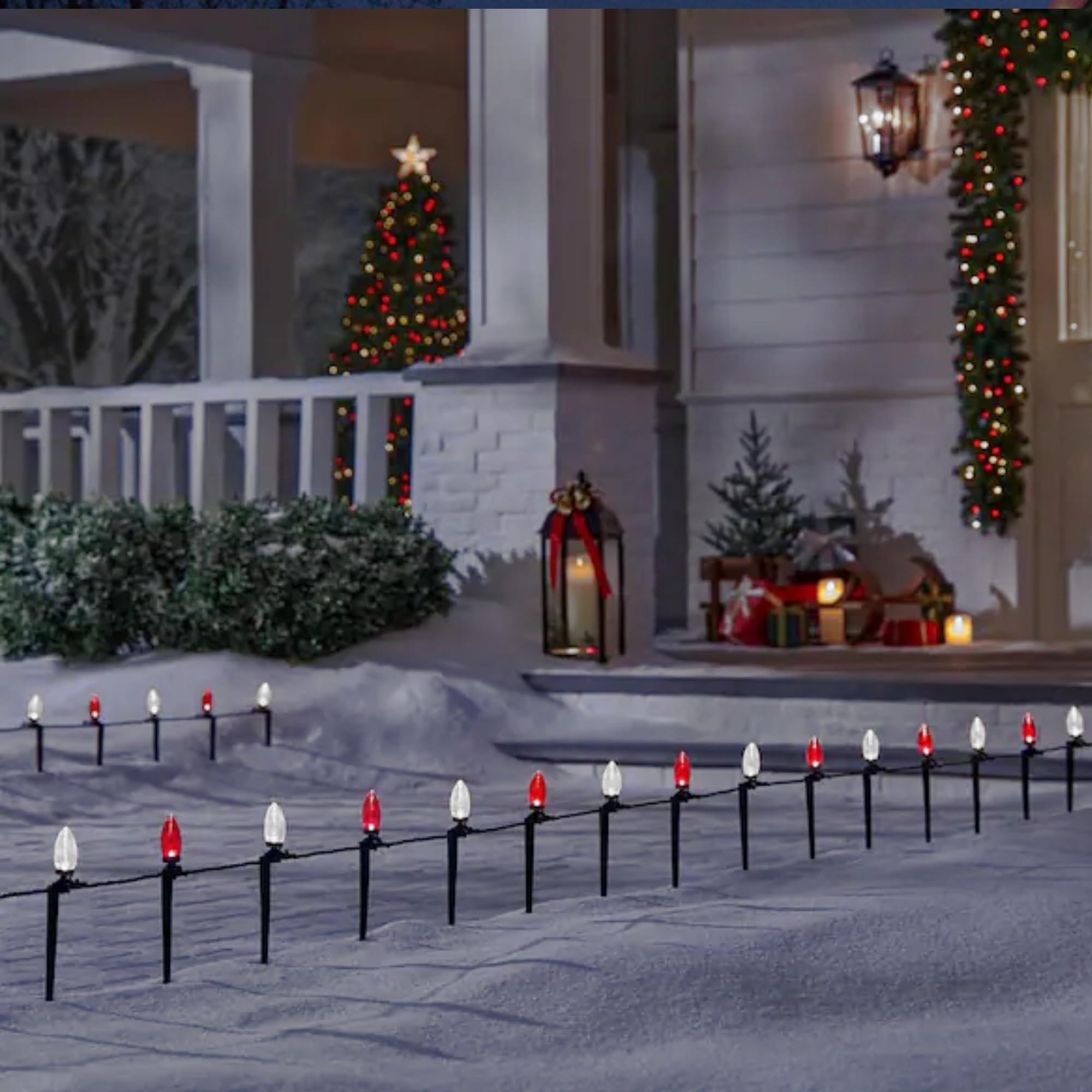 Tw Shine C9 Christmas Lights, 100 Led 66 Ft Christmas String Lights Outdoor With 8 Modes Timer Waterproof Connectable For Indoor Yard Xmas Tree House Decorations (Red And White)