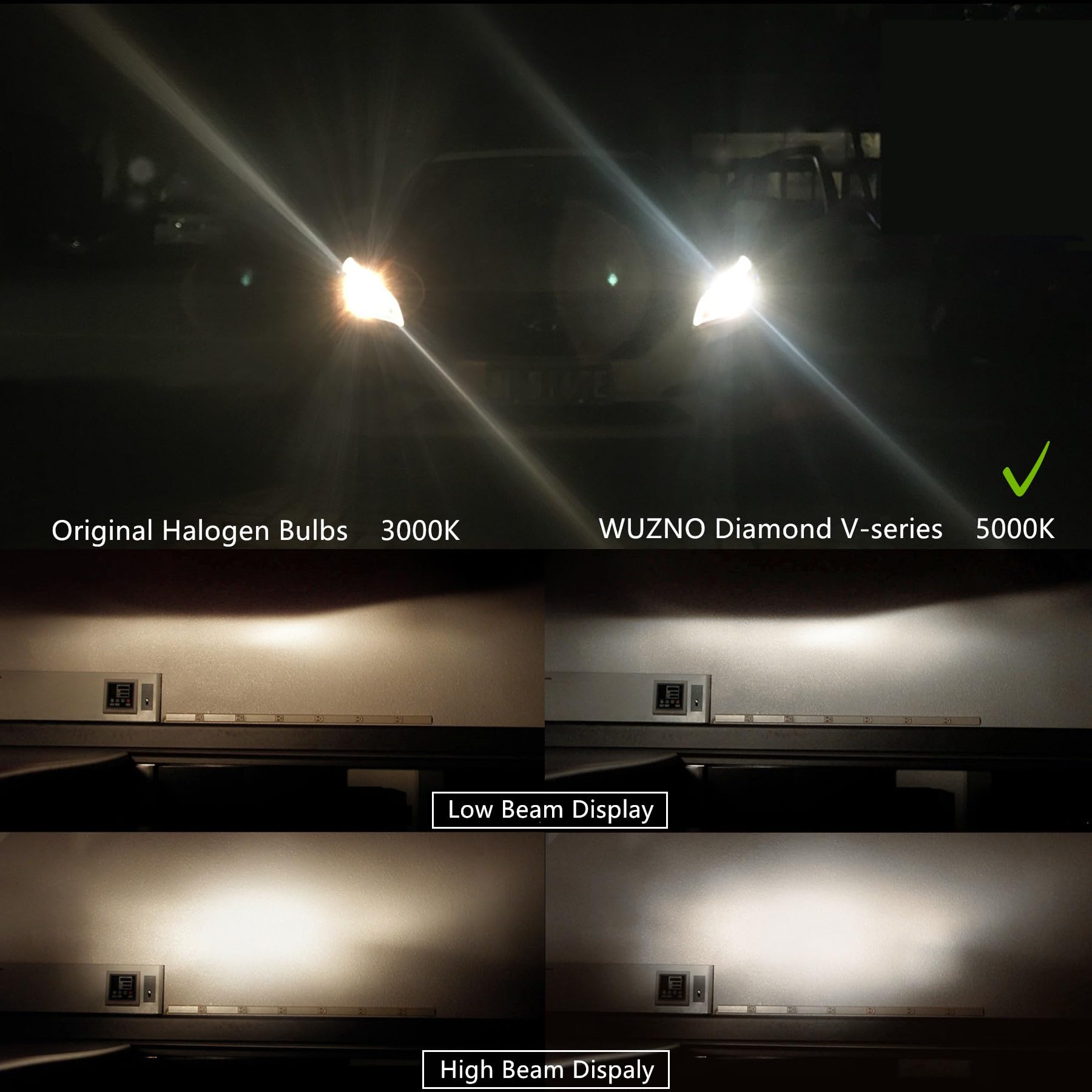 Wuzno 9145 9140 H10 Halogen Fog Light Bulb 12V 42W 5000K Replacement Glass 2-Pack