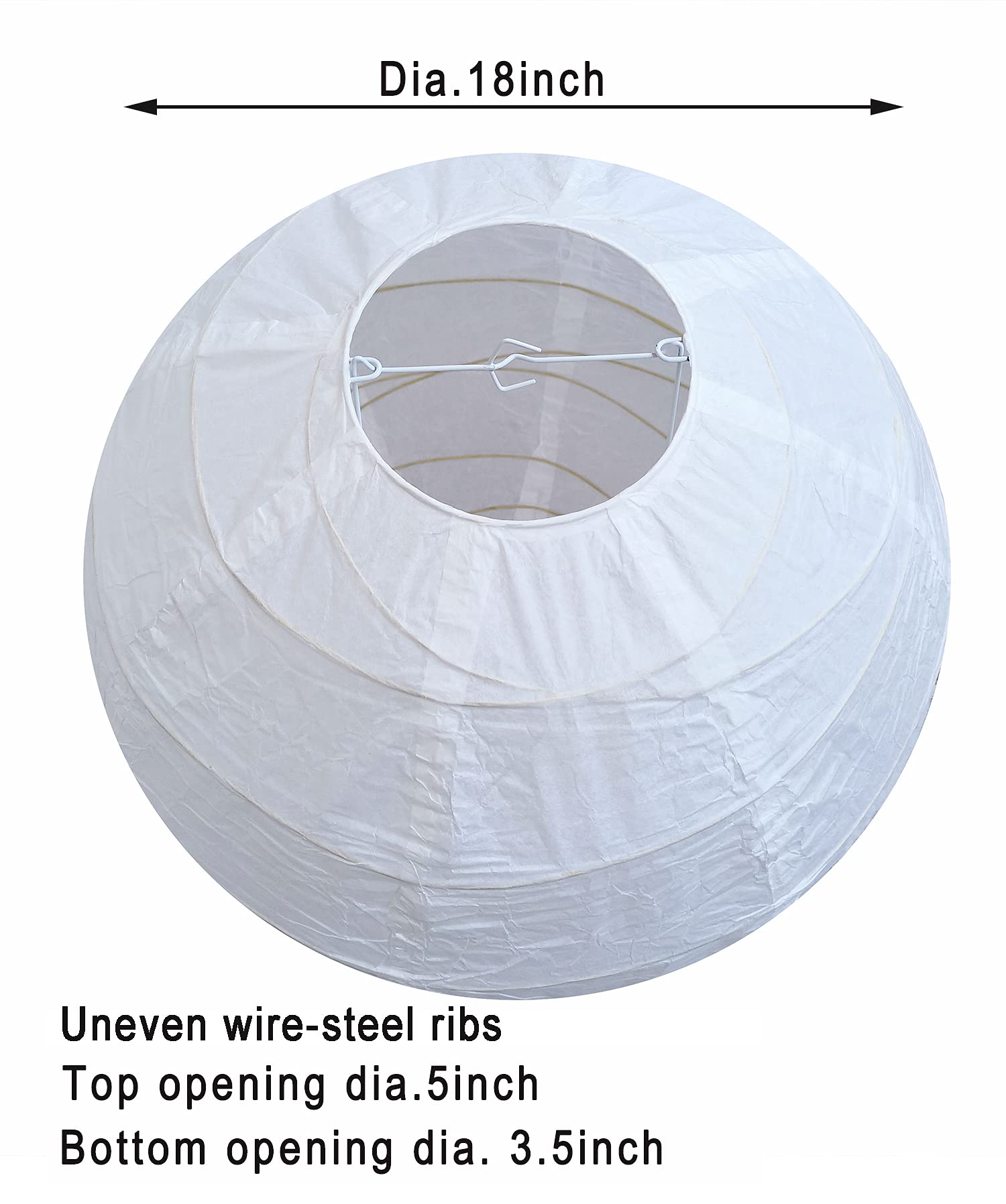 Topaaa 18 Inch White Round Paper Lantern Lamps, Paper Lamp Shade, Chinese Lantern, Hanging Rice Paper Lampshade For Weddings, Bi
