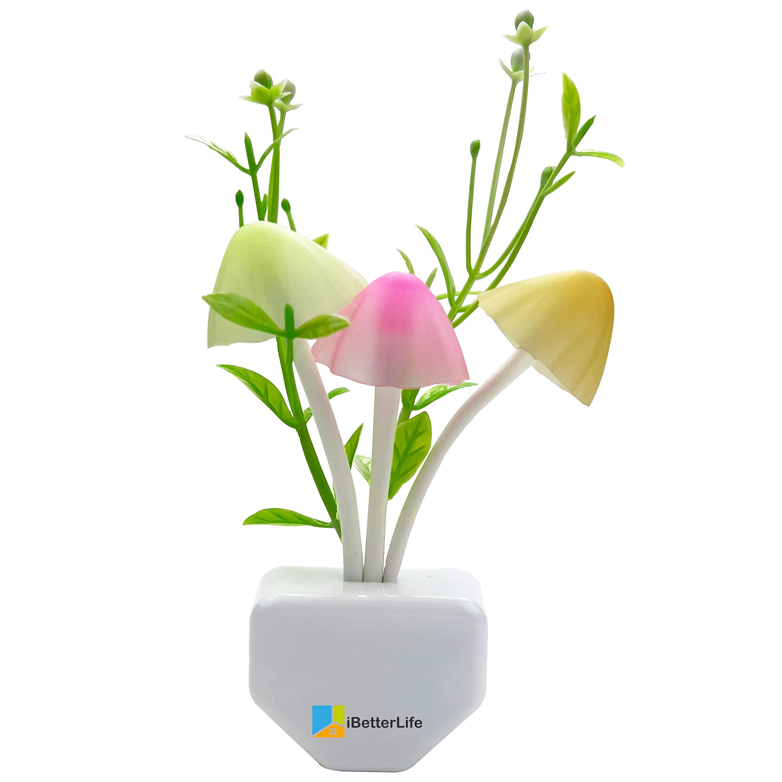 iBetterLife LED Smart Sensor 0.6W Color Changing Plug-in Night Lights for Kids Adults Cute Mushroom Bedroom Home Decor Light Wal