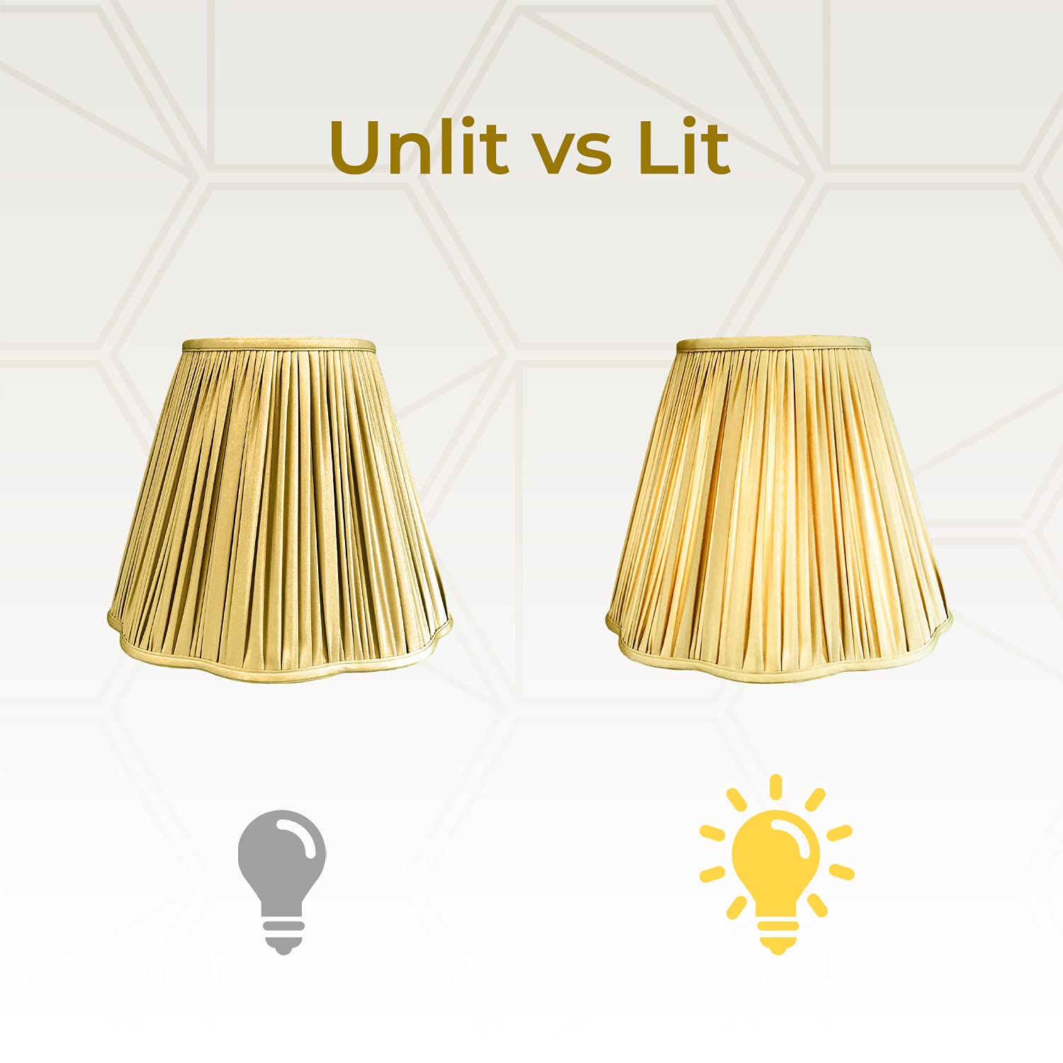 Royal Designs Bottom Scallop Gather Pleat Basic Lamp Shade, Antique Gold, 8&quot; X 16&quot; X 13&quot;