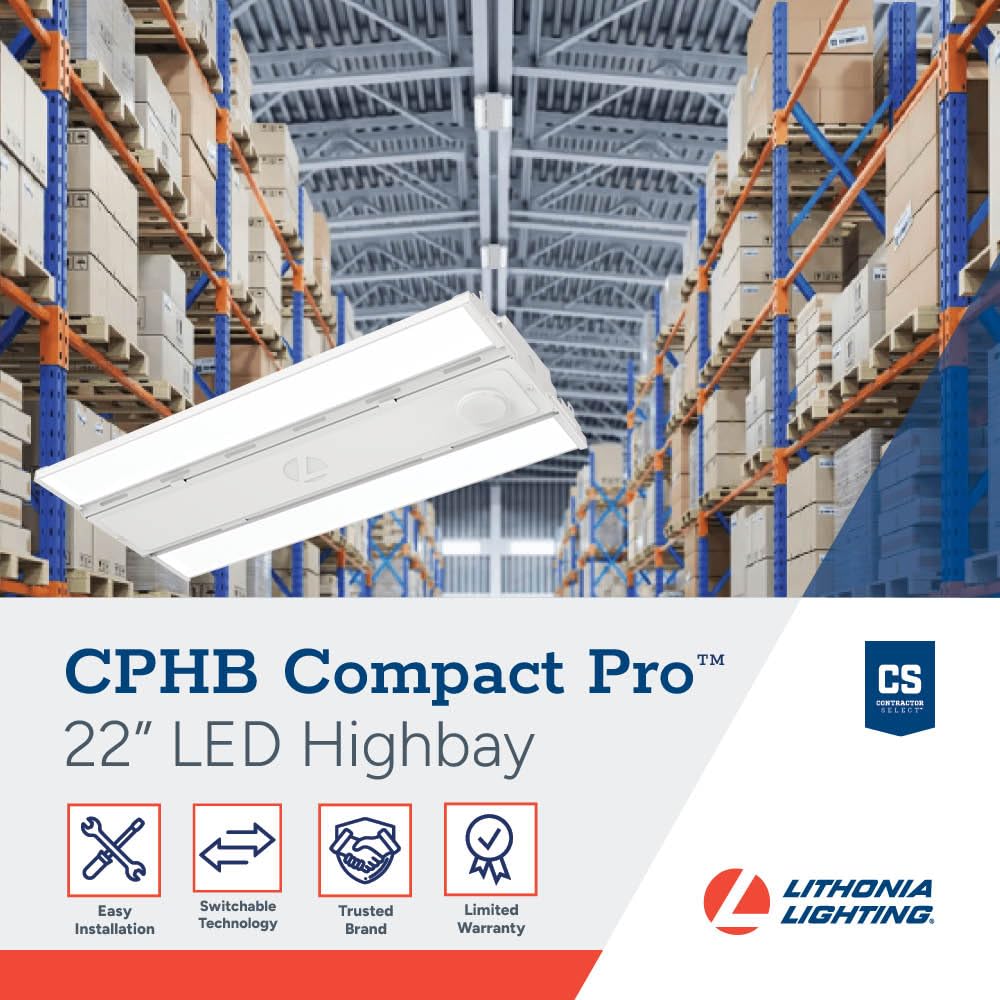 Lithonia Lighting Compact Pro Led High Bay Light  Ceiling Lighting Fixture  Adjustable 24000/27000/30000 Lumens  Selectable 4000K/5000K  Mvolt 120-277V (Cphb Alo16 Mvolt Sww9 80Cri Dwh)