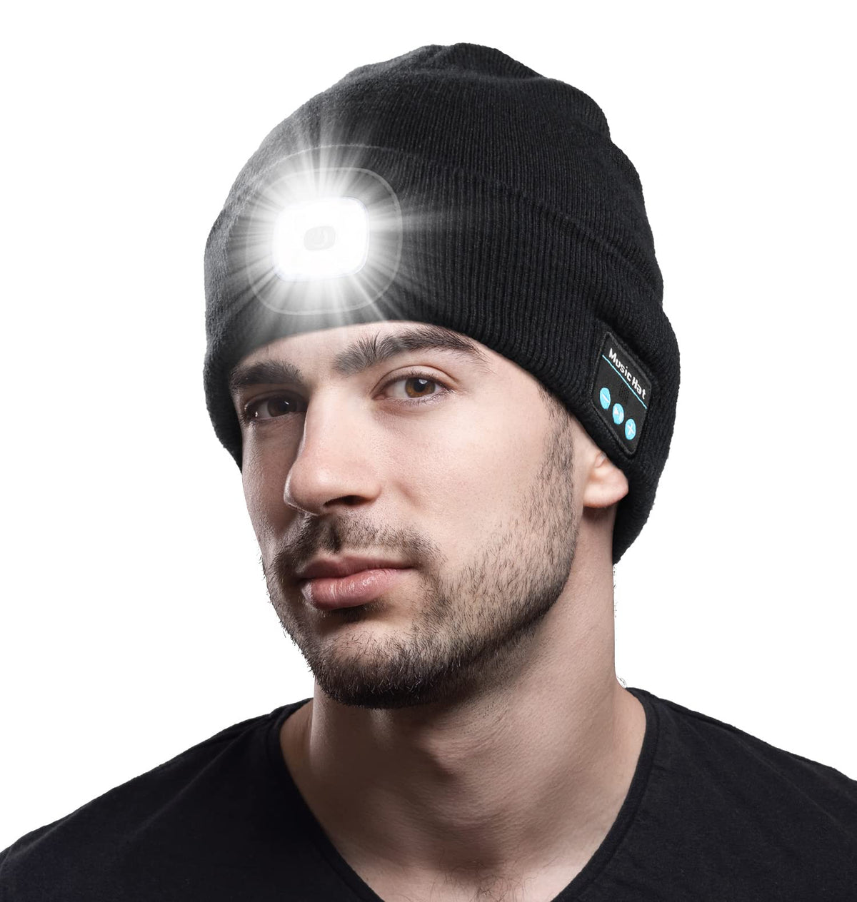 Bluetooth Beanie Hat With Light, Unique Tech Gifts For Men Husband Him Teen, Wireless Headphones For Fishing Jogging Working, Ch