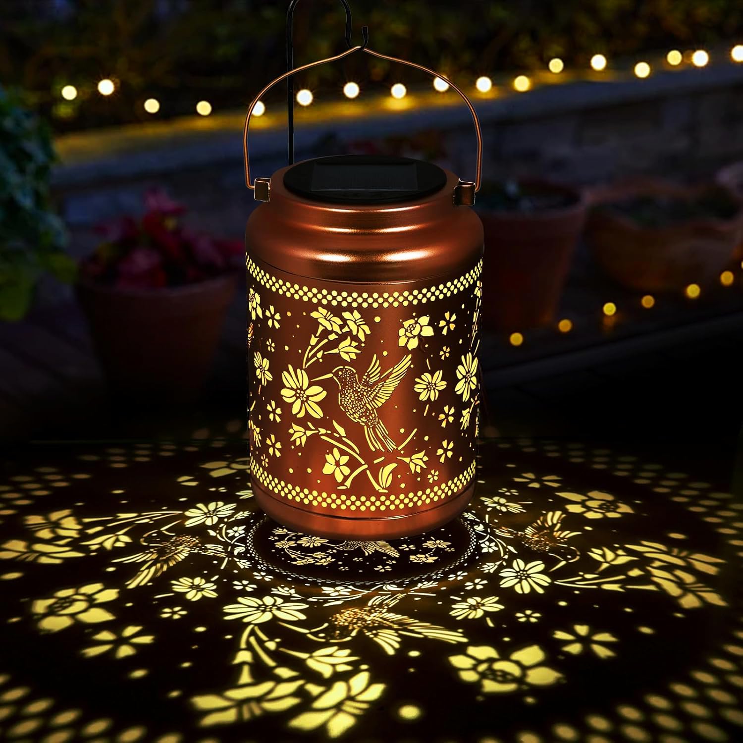 Solar Lanterns Outdoor Garden Decor- Hummingbird Solar Lights Waterproof Decorative Gifts For Women Mom Grandma Hanging Hummingbird Lights Gardening Gift For Outside For Yard  Patio  Backyard  Farm