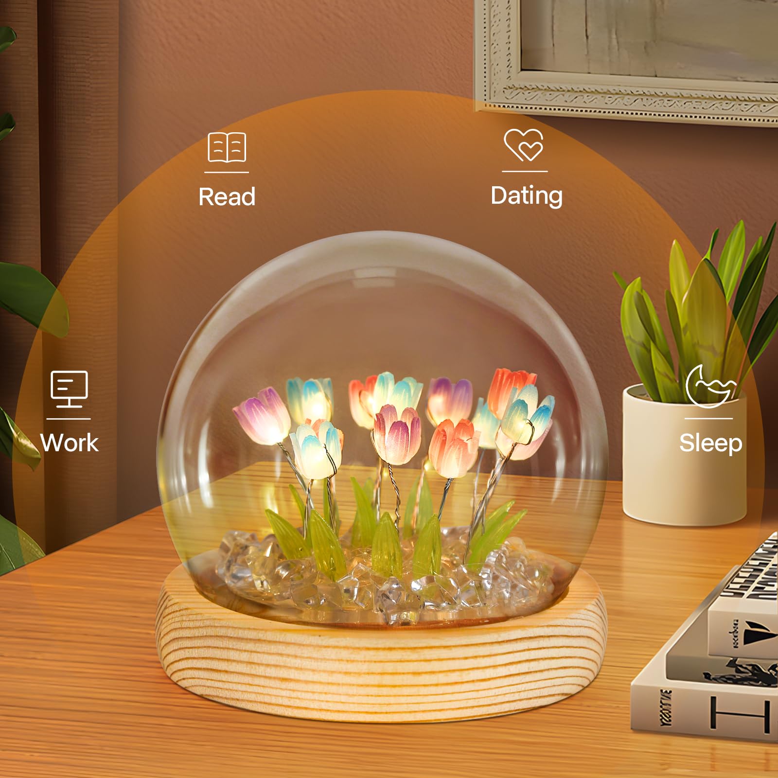 Onxe Mothers Day Gifts For Mom From Daughter, Birthday Gifts For Women, Flower Lamp Night Light For Bedroom Decor, Light Up Tuli