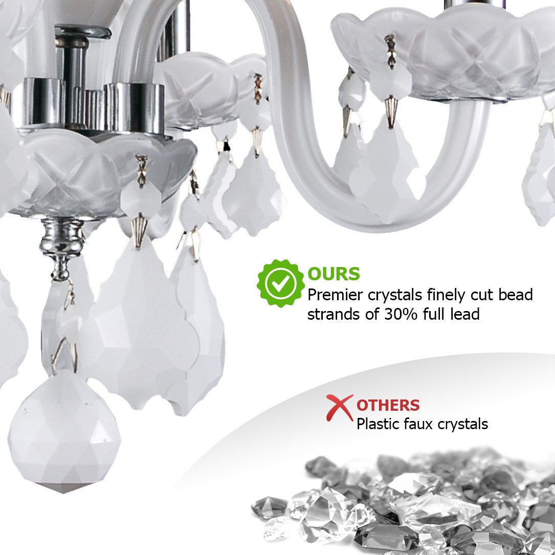 Worldwide Lighting 4 Light Crystal Chandelier Chrome Finish With Premium Grade White Colored Crystal Chandelier 16" D X 12" H-Clarion Collection