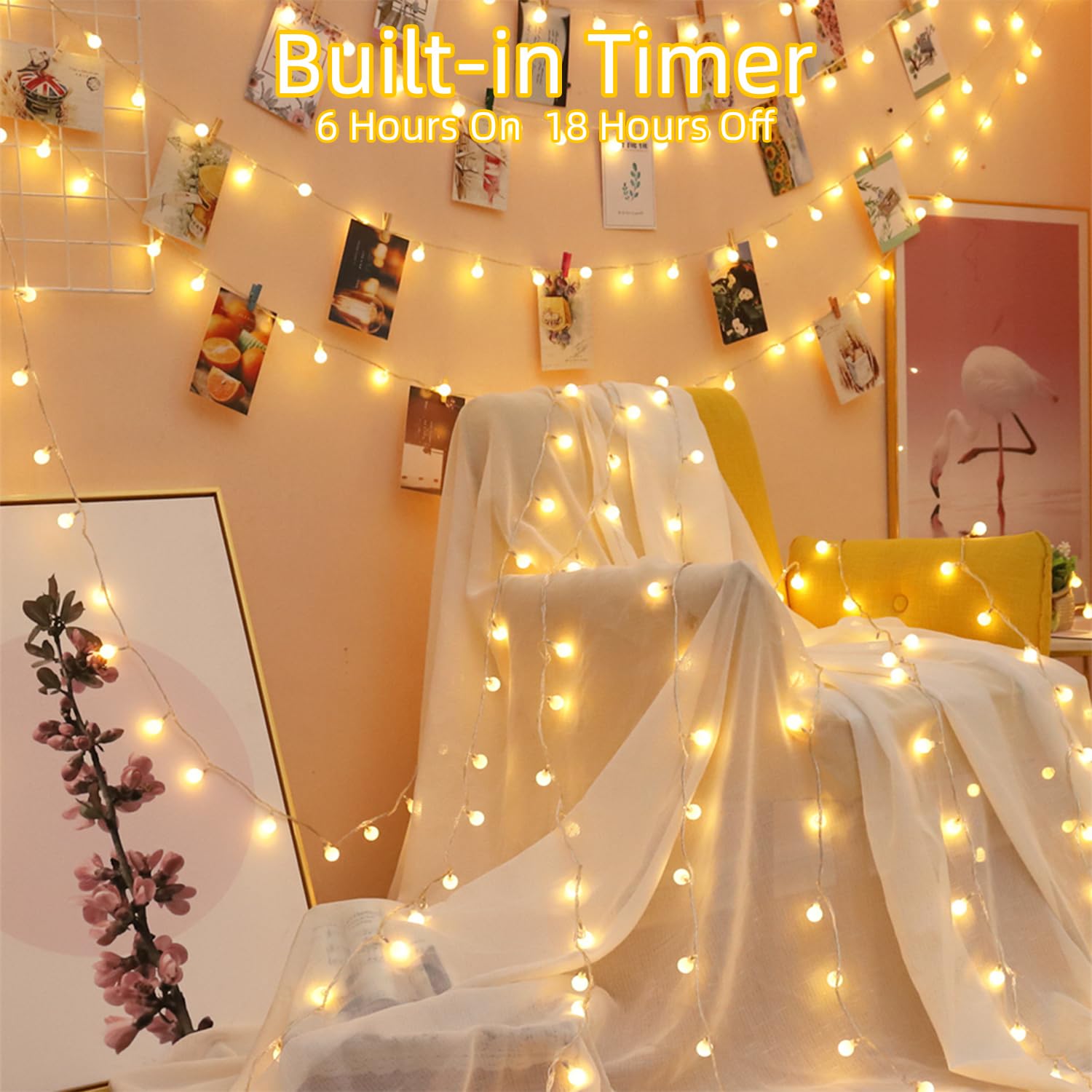 Wuxyiyang 120 Led String Lights 40Ft, 8 Lighting Modes Plug In Fairy String Lights For Bedroom Classroom Patio Garden Wedding Party Christmas Tree Outdoor Indoor Decorations Warm White