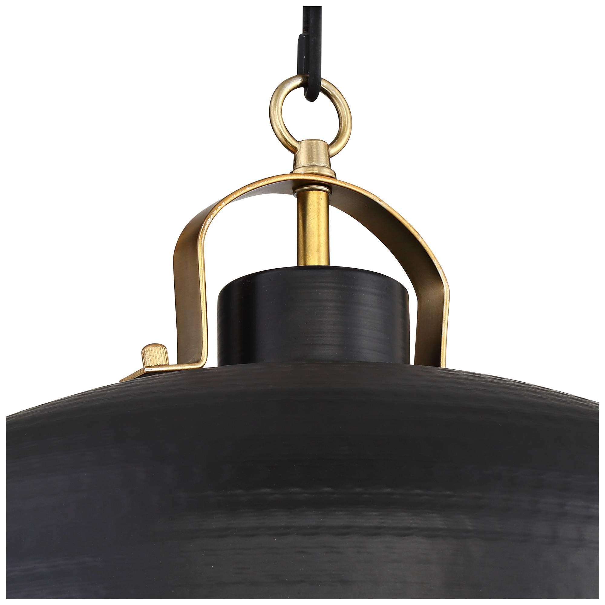 Possini Euro Design Pendant Lighting, Black & Warm Brass, 15.75in Wide, Metal, Rustic Dome Shade for Dining Room & Kitchen