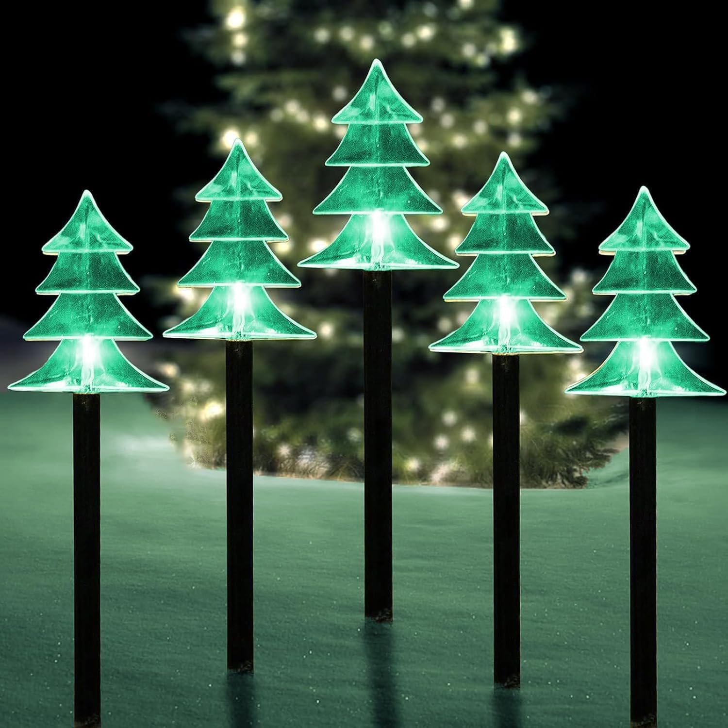 Christmas Snowflake Pathway Lights, 10 Pack Solar Christmas Stake Markers with Cool White Fairy Lights for Outdoor Holiday Walkw