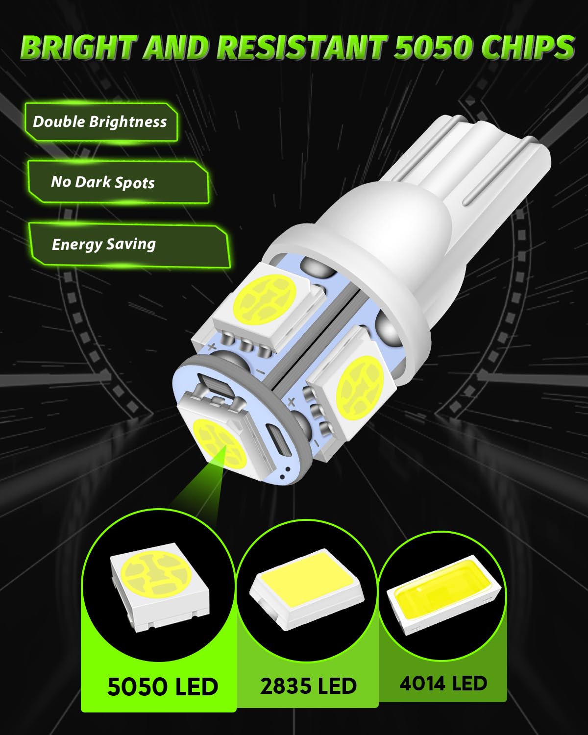 Alopee 30 Pack 194 LED Bulbs, White 6500K T10 Automotive Light, 5SMD 5050 Chips, DC 12V Replacement for Car Dome, Map