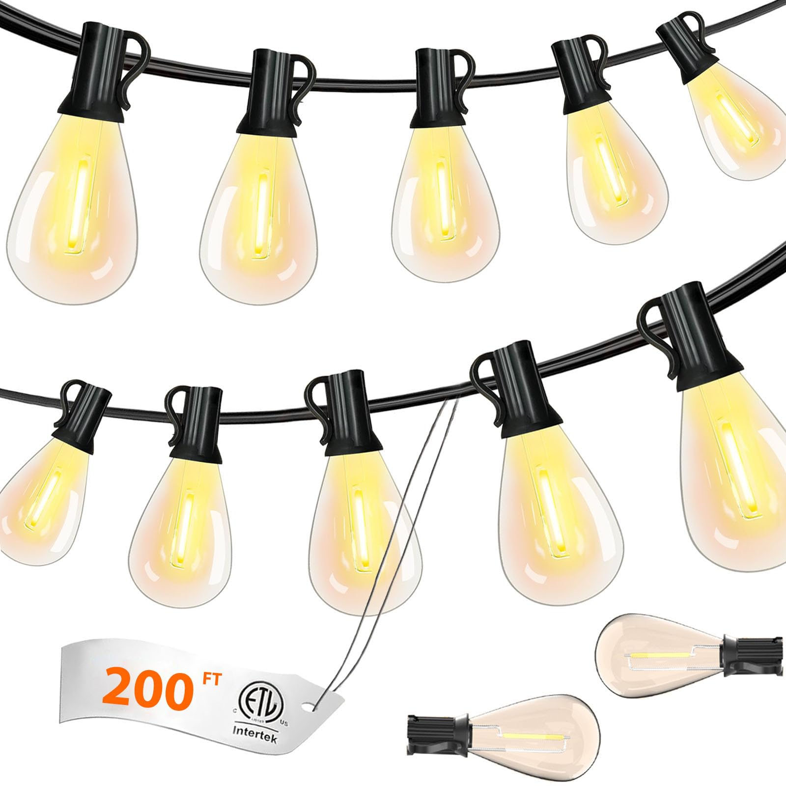 Smareal Led Outdoor String Lights 200Ft Patio Lights Ultra Long Waterproof With Shatterproof S11 Led Bulbs  2700K Outside Hanging Lighting Commercial For Garden Porch Deck Decor Backyard Balcony