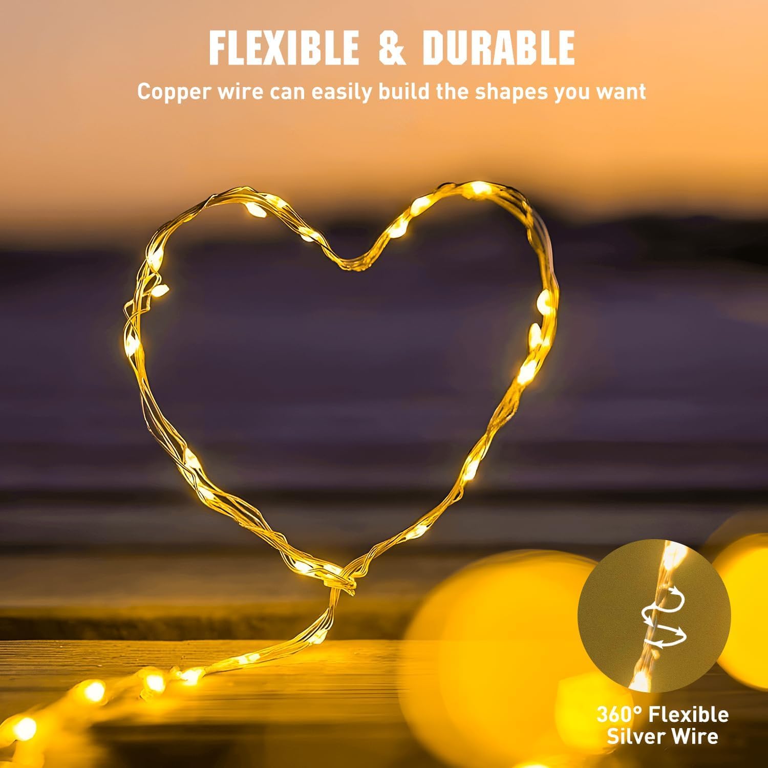 Jmexsuss 4 Pack 50 Led Fairy Lights Battery Operated Silver Wire 16.1Ft Waterproof Blue Christmas Lights For Party Wedding Indoor Outdoor Decorations