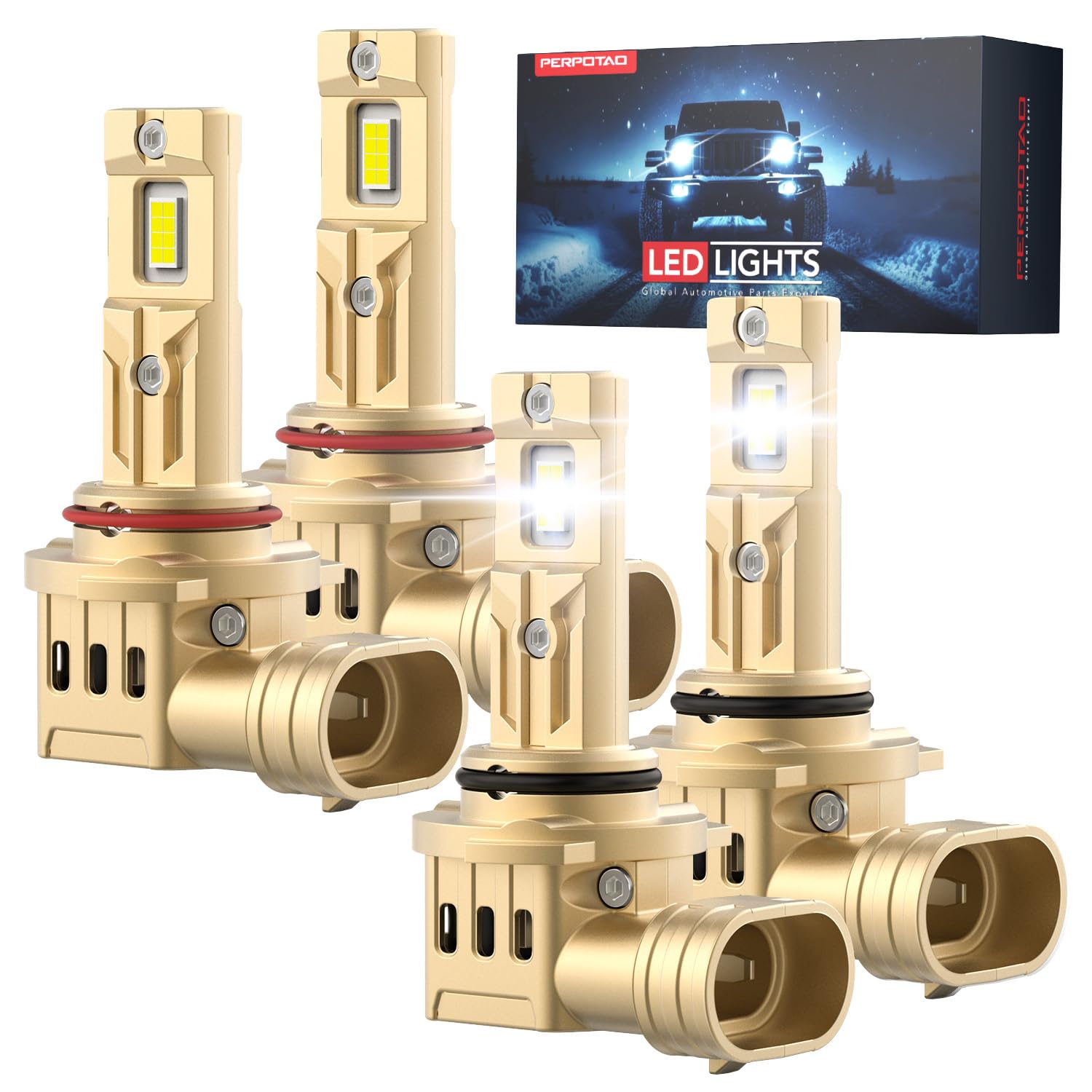 PERPOTAO Ultra-Brightness, 60,000H Lifespan, 1:1 Halogen Mini Size, 6000K White, IP68, Plug-and-Play, 4-Pack