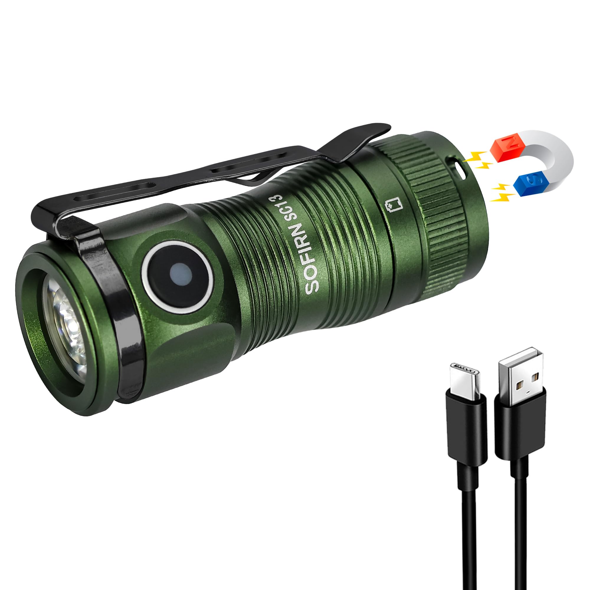 sofirn SC13 HCRI Small LED Flashlight Type-C Rechargeable, Bright Pocket Flashlight 1100 Lumens with 519A LED, 90 High CRI Mini 