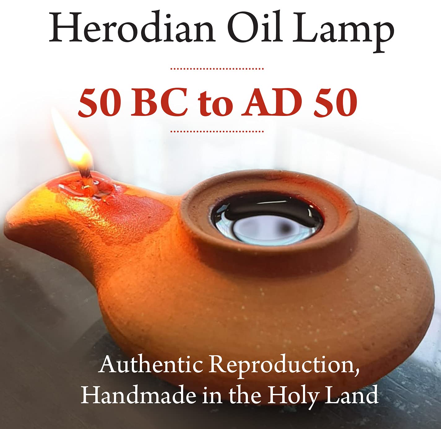 Herodian - Classic Brown Replica Of Ancient Clay Oil Lamp & Certificate Of Authenticity Hanukkah-Judaica/Christian Gift