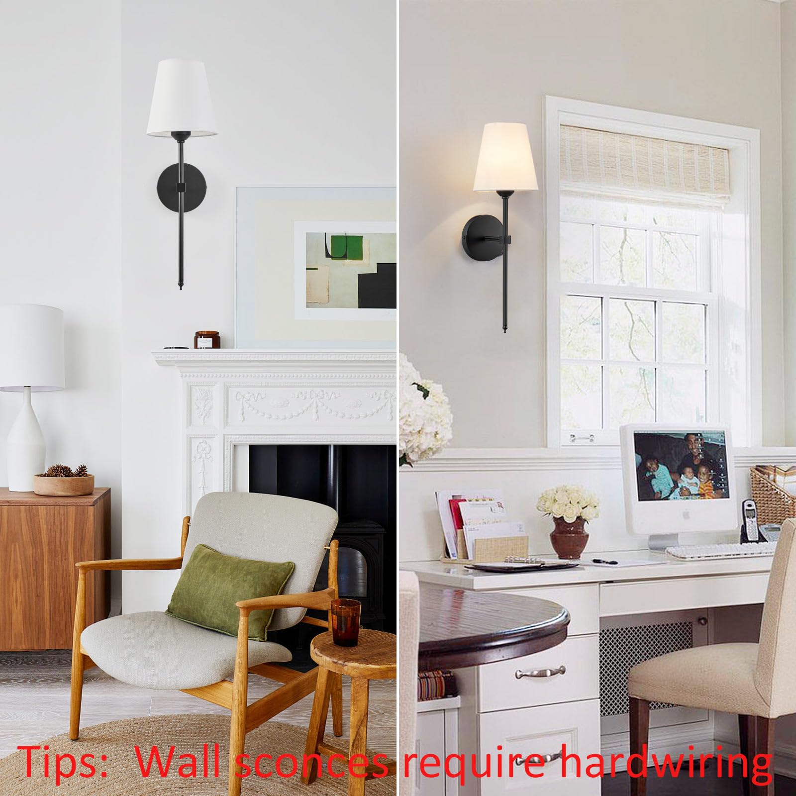 KUAUGST Wall Sconces Sets of 2, Retro Industrial Design, Black1, Model: Wall Sconces-002, Suitable for Bathroom, Living Room, Kitchen