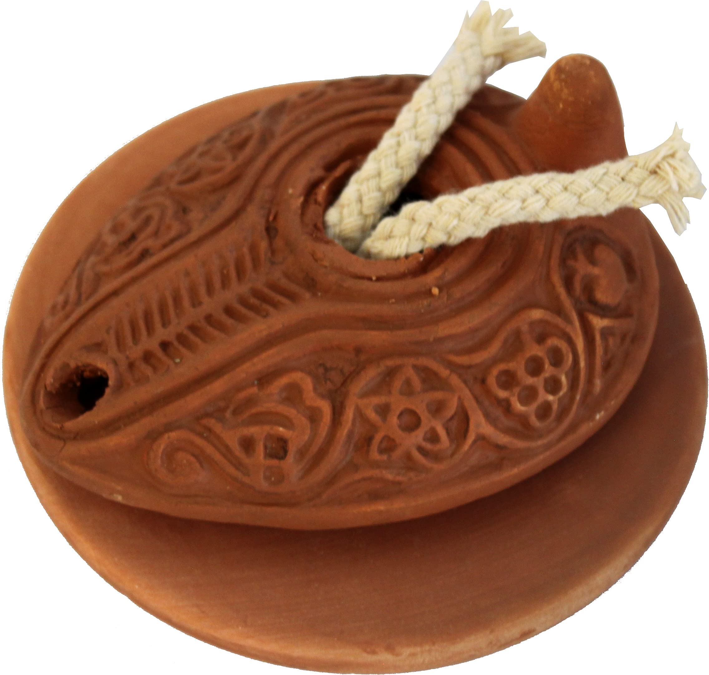 Holy Land Market Ancient Biblical Oil Lamp Replica - Clay, 4 in, Byzantine I with Plate, Model B0048LX7O8
