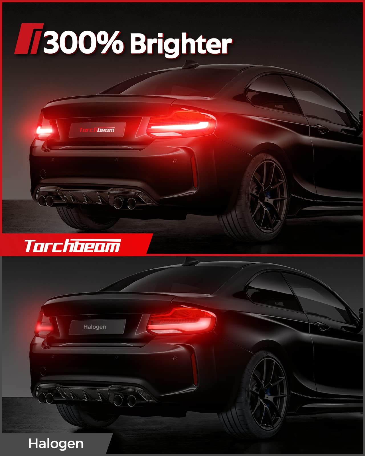 Torchbeam LED Bulbs - 7443/7440 Red Brake Lights, 3000LM Super Bright, CANBUS Free, T20 Replacement for Tail Parking Lights
