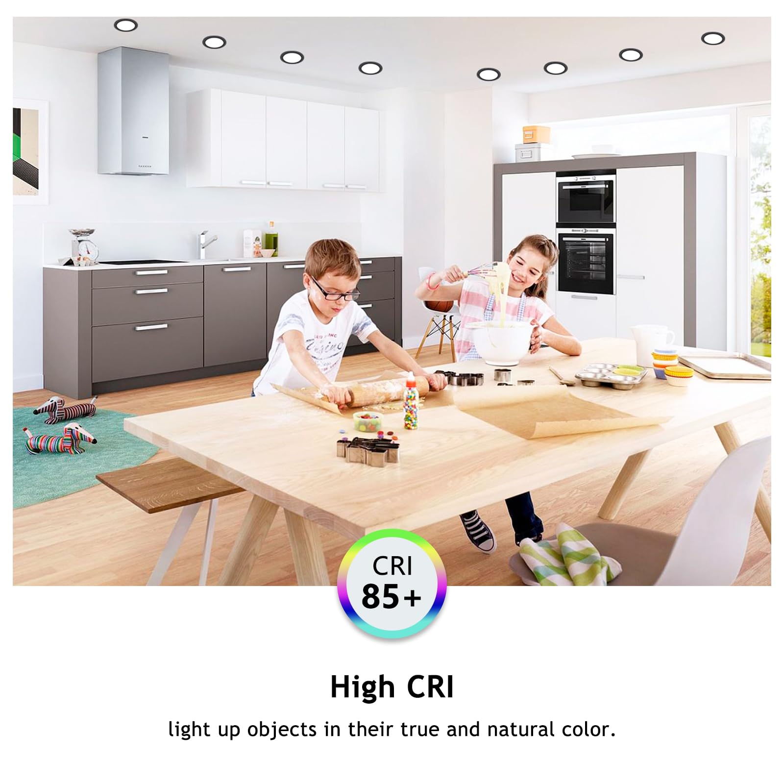 Cycevsun 12 Pack Black Recessed Lights 6 Inch, Dimmable Canless Wafer Pot Exterior Outdoor Soffit, 5Cct Selectable, 12W, 120V, Ic Wet Rated, Etl