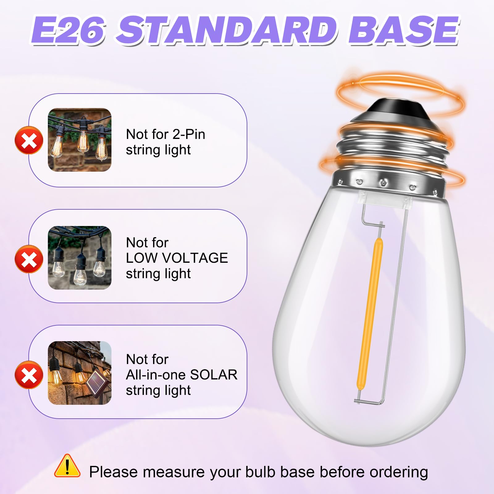 Gvvoohome 24 Pack Shatterproof S14 Led Replacement Bulbs For Outdoor String Lights, 1W Equivalent To 11W Incandescent Bulb, Soft