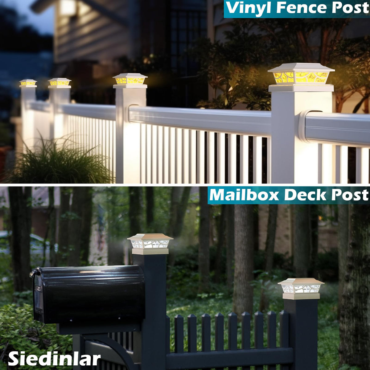 SIEDiNLAR Solar Post Cap Lights Outdoor 4 Modes Deck Fence Post Light ...