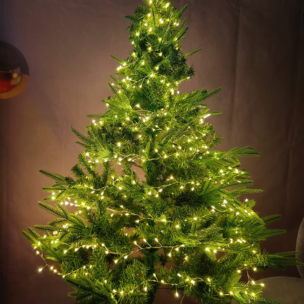 Resnice 50Ft Firecracker String Lights 500 Leds Warm White Plug In Indoor Silver Wire Led Cluster Fairy Lights With Remote For Christmas Tree,Plant,Bedroom,Garden,Patio,Backyard