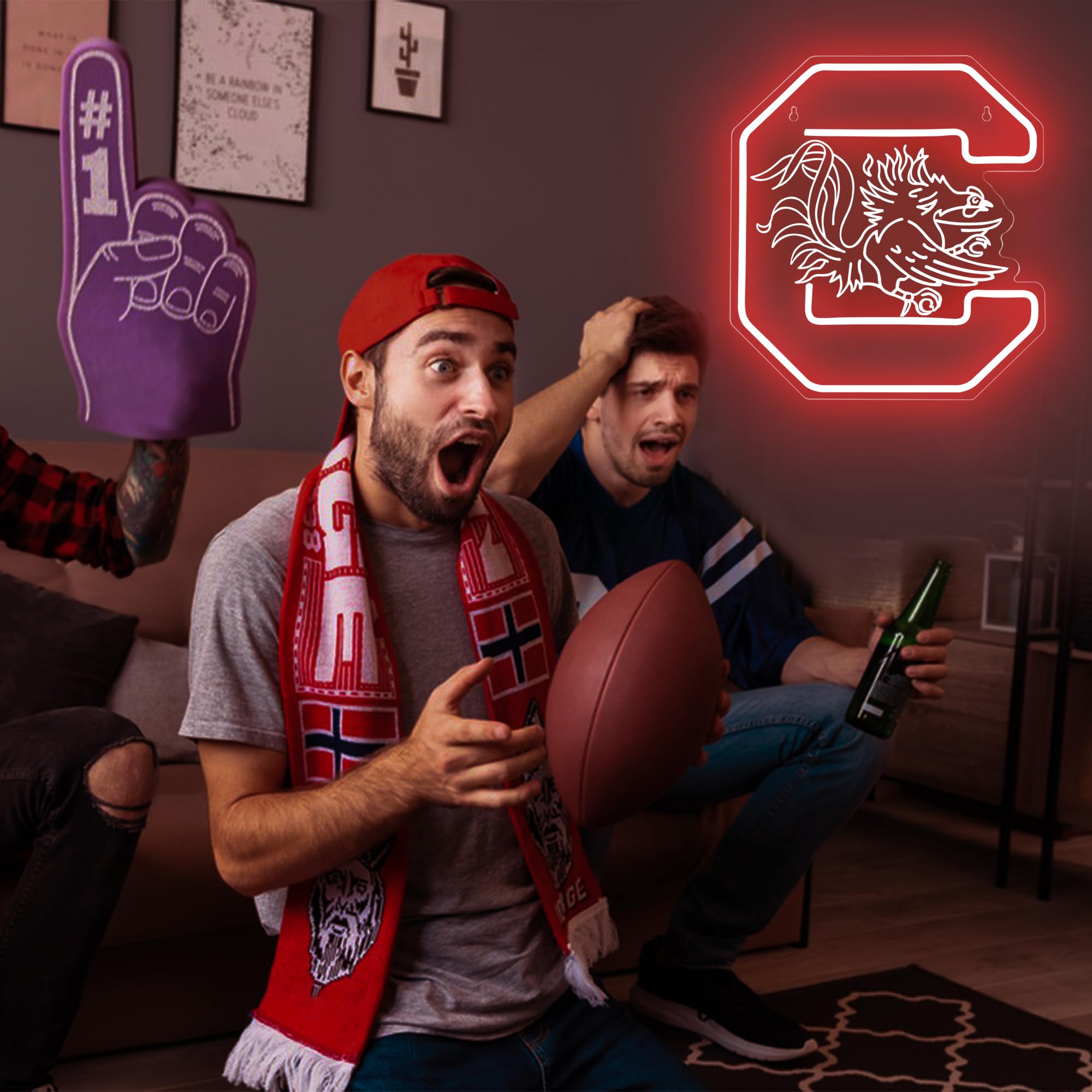 LALAON LED Neon Sign for Wall Decor - University Model ZKXD10011, 12.52"x13.78", Red Gamecock, Great for Dorms, Bars, and Parties