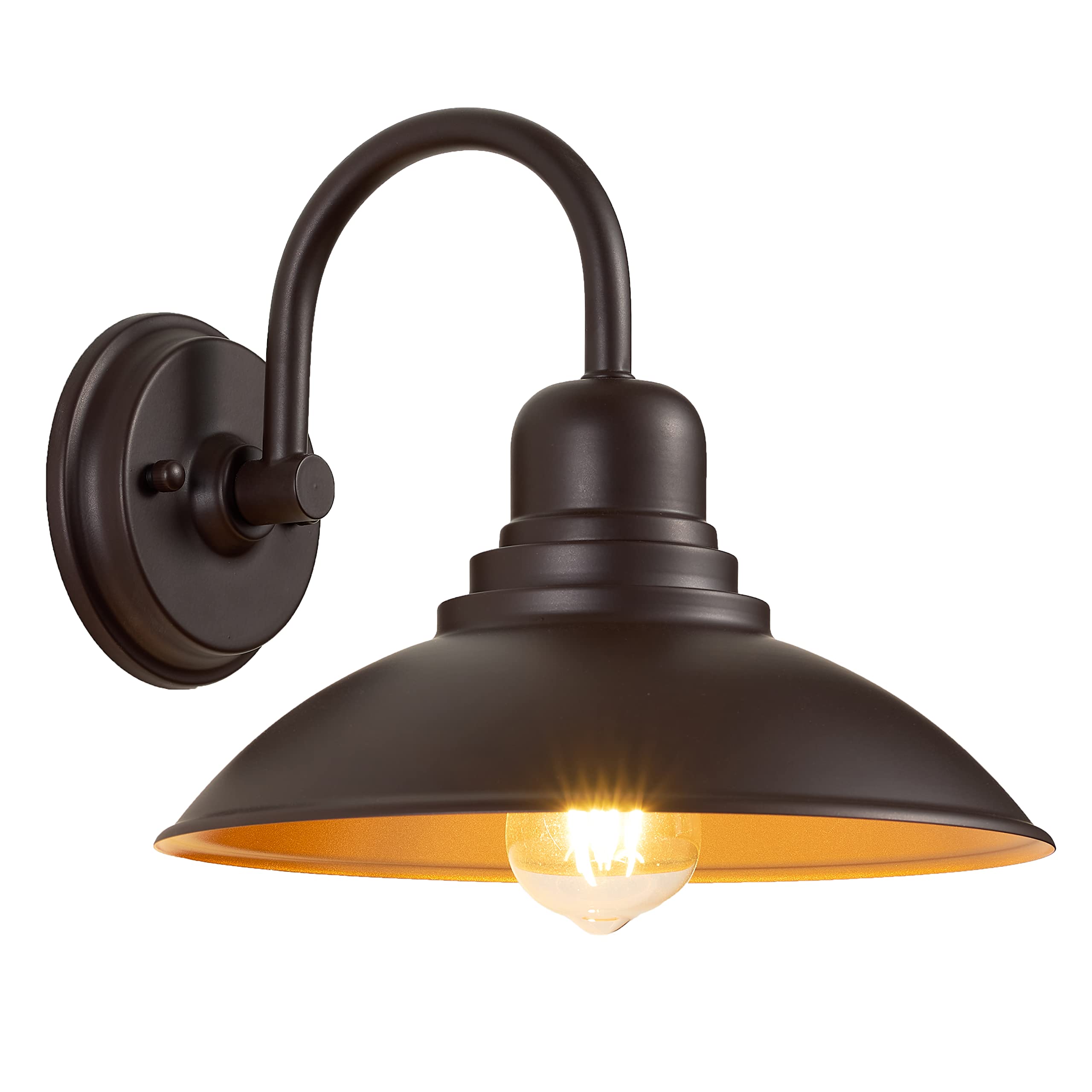 Goldhill Oil Rubbed Bronze Bathroom Vanity Light, Gooseneck Outdoor Barn Light With E26 Based Socket, Waterproof Round Outside Lights For House Garage Bathroom