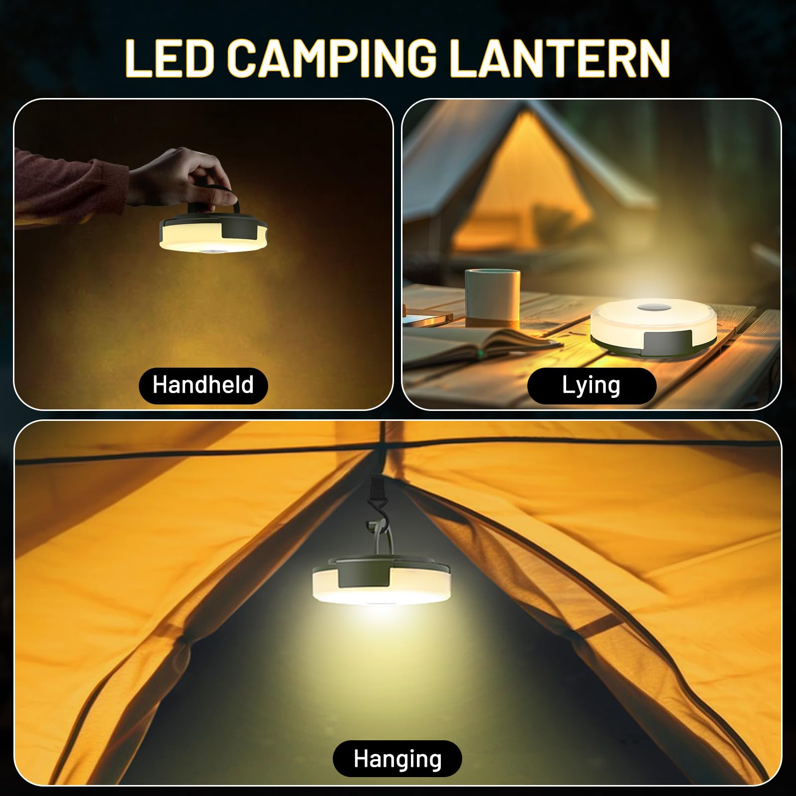 Icever Camping String Lights  32.8Ft 4 In 1 Rechargeable Waterproof Hanging Lamp Portable Led Light For Outdoor Camping Awning Tent Garden Party Yard Festival Decor (10 Lighting Modes)