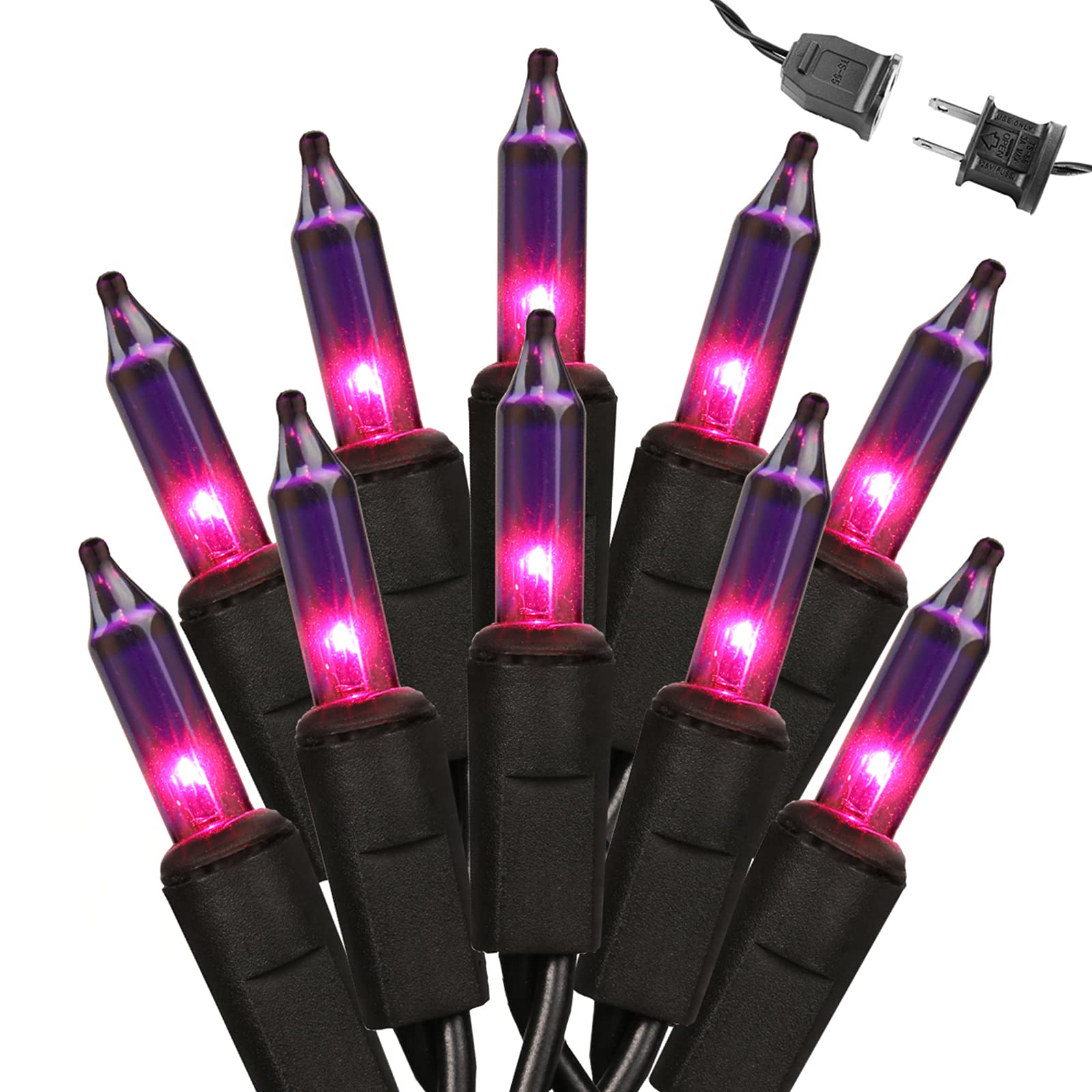Brizled Halloween String Lights, 21.3ft 100ct Incandescent Purple & Green & Orange Halloween Lights Connectable, UL Certified Ha