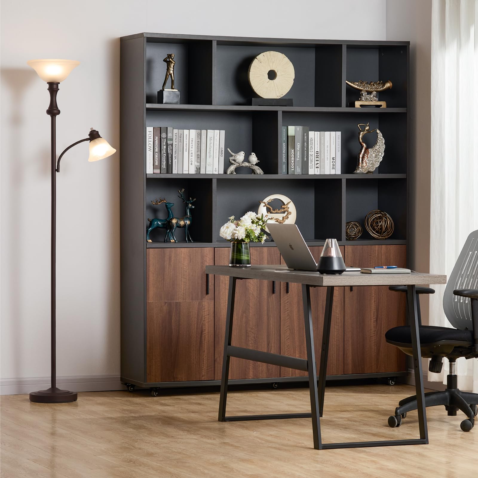 Leasgy 71 Torchiere Floor Lamp For Bedroom With Glass Shade  Tall Floor Lamps For Living Room With Adjustable Angle Arc Reading Light  Modern Standing Light  Knob Switch  Bulb Included  Red Brown