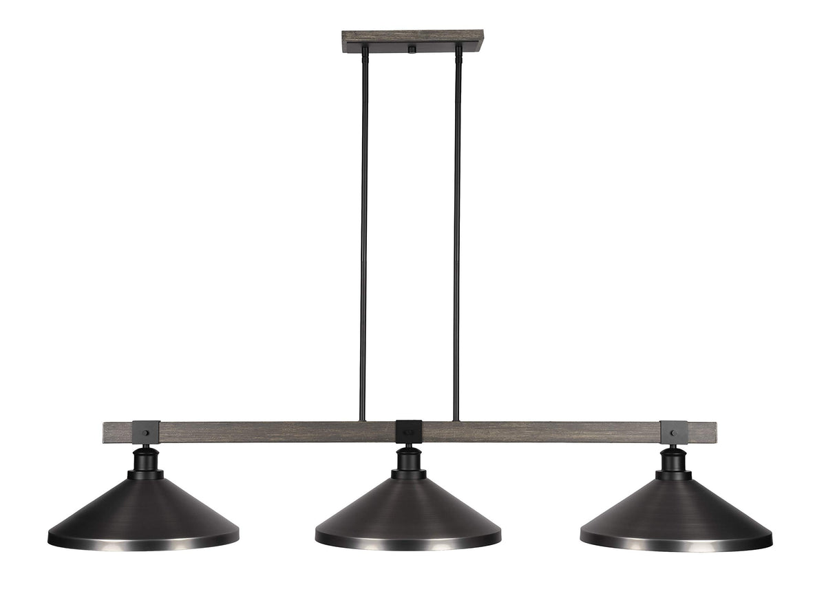 Tacoma 3 Lt Island Matte Black & Paint Distressed Wood-Look (1863-MBDW-424-GP)