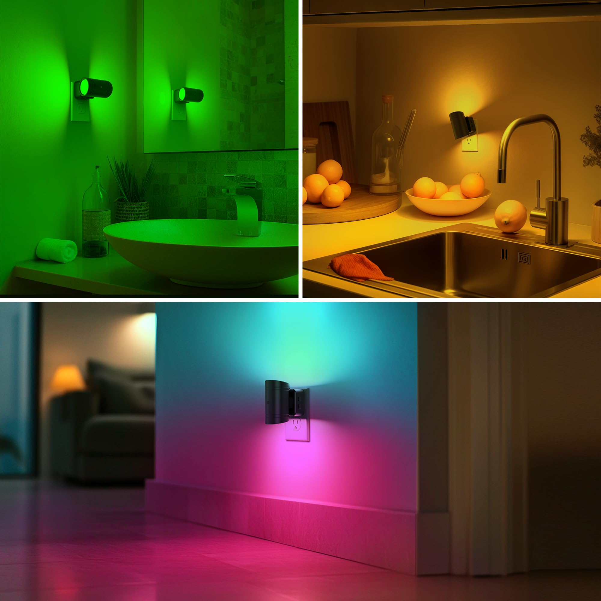 Briignite Night Lights Plug Into Wall  10-Color Changing Rgb Night Light For Kids 180?Rotatable Plug In Nightlight With Dusk To Dawn Sensor For Bathroom Decor  Children Room  Gift-2 Pack