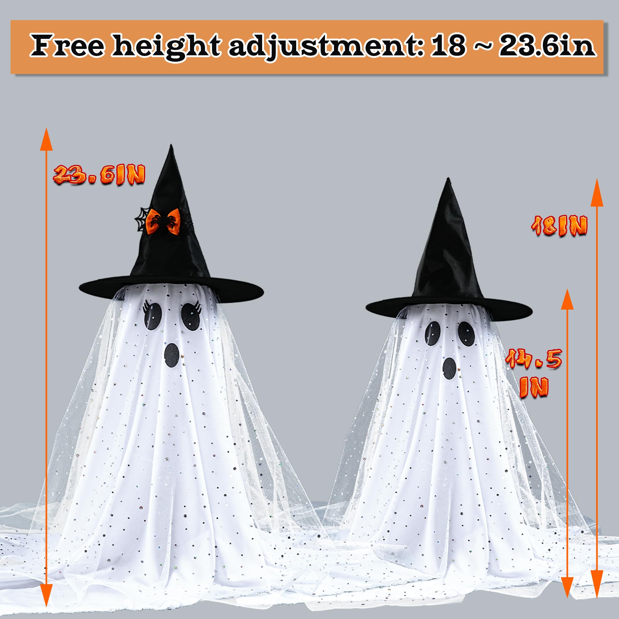 AYGXU 2pcs Halloween Decorations Indoor,Ghost Decor with String Lights Remote Control,Halloween Party Decorations,Spooky Ghost L
