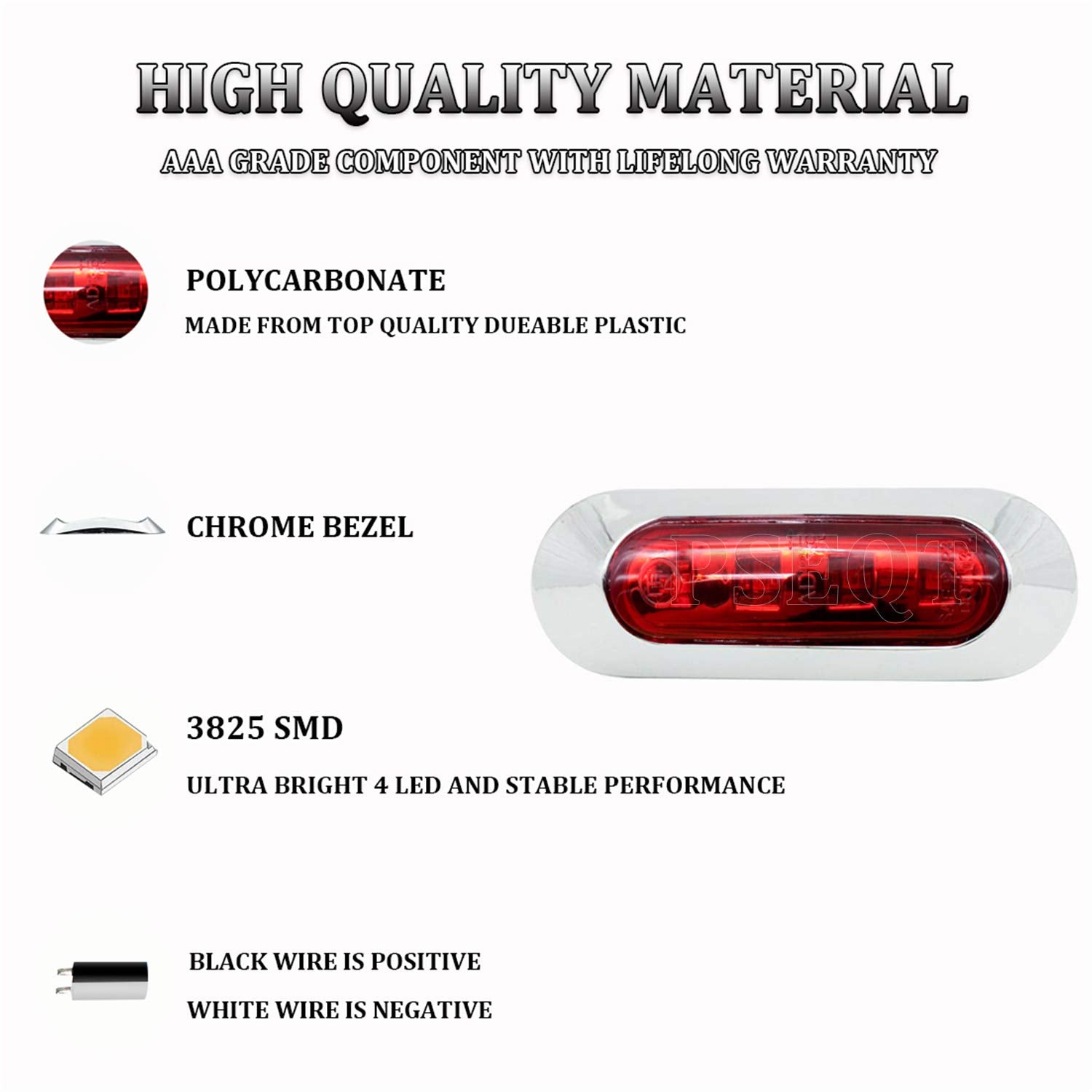 PSEQT Marine LED Lights, Waterproof Interior Deck Light, 3.8in  x 1.29in , Red, 12V/24V, for Boat, Kayak, and Fishing V