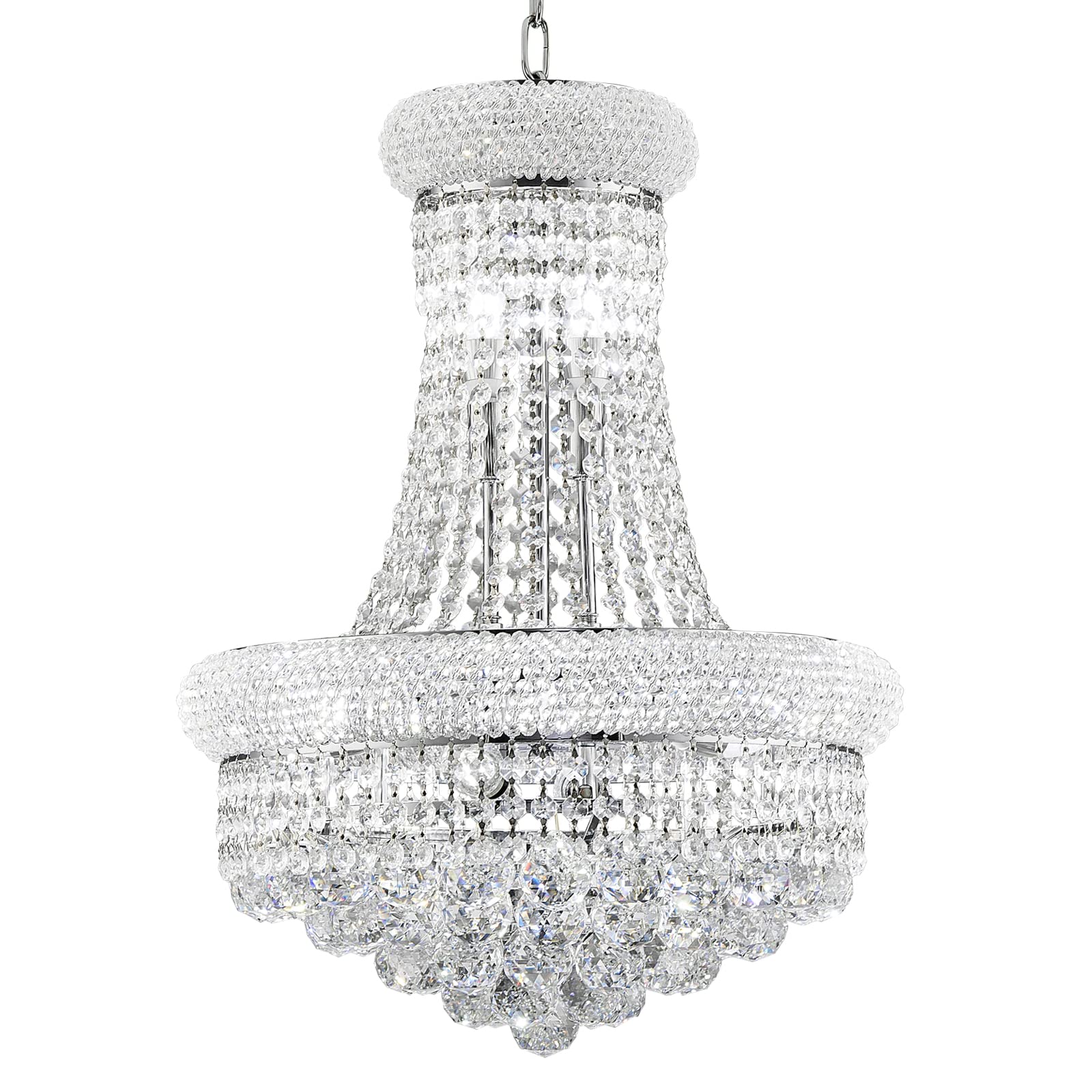 Chandiry 10 Lights Chrome Finish Empire Crystal Chandelier Lighting For Dining Room Living Room Foyer Hallway Bedroom Entryway (
