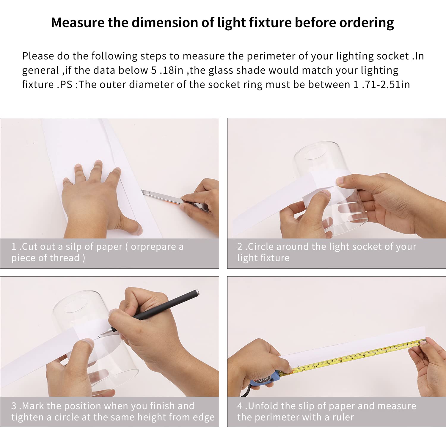 Eidonta Clear Glass Shade Covers 4 Pack, 5.5In Height, Replacement For Chandeliers & Sconces