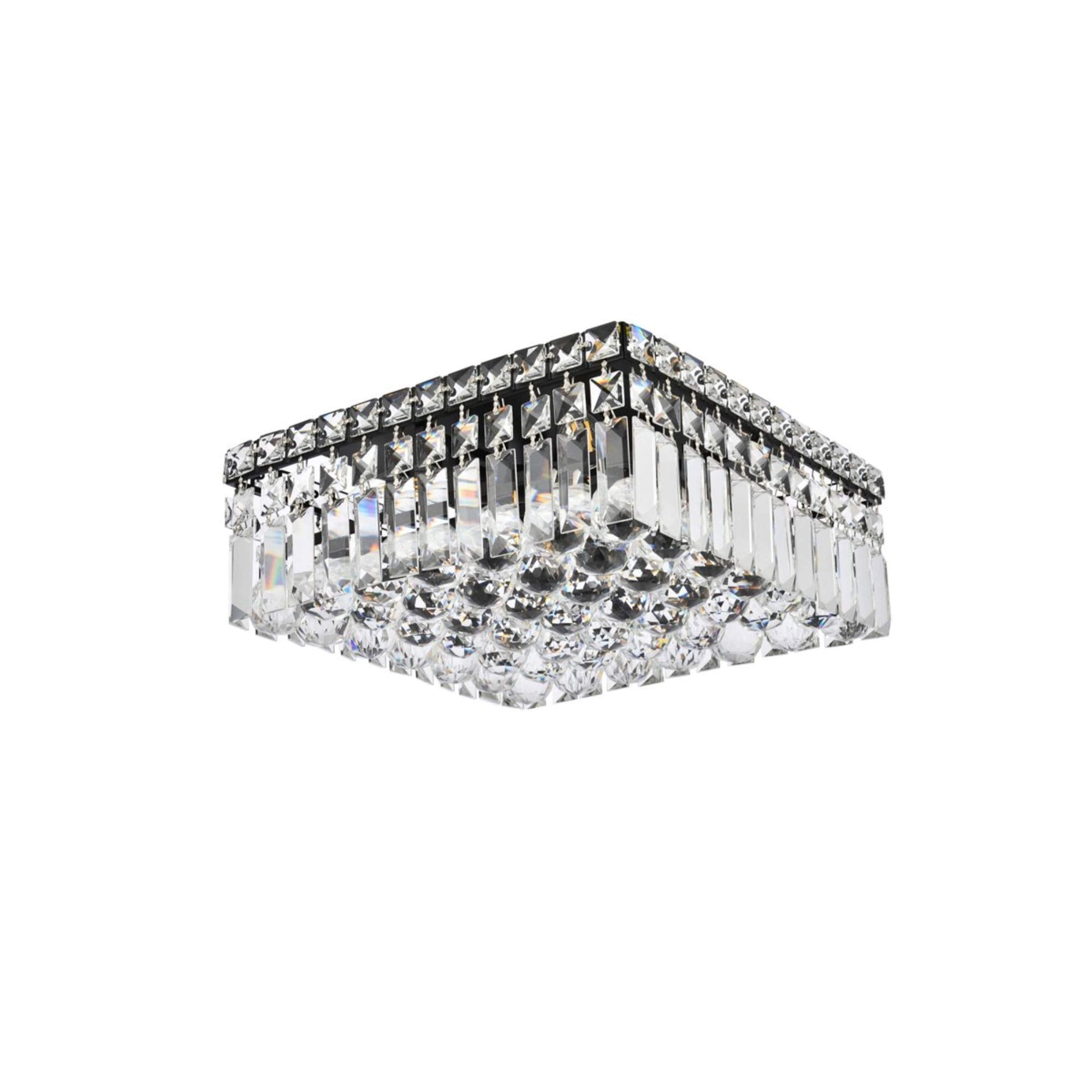 Elegant Value Maxime 4-Light Black & Clear Flush Mount Ceiling Light, 12 Inch
