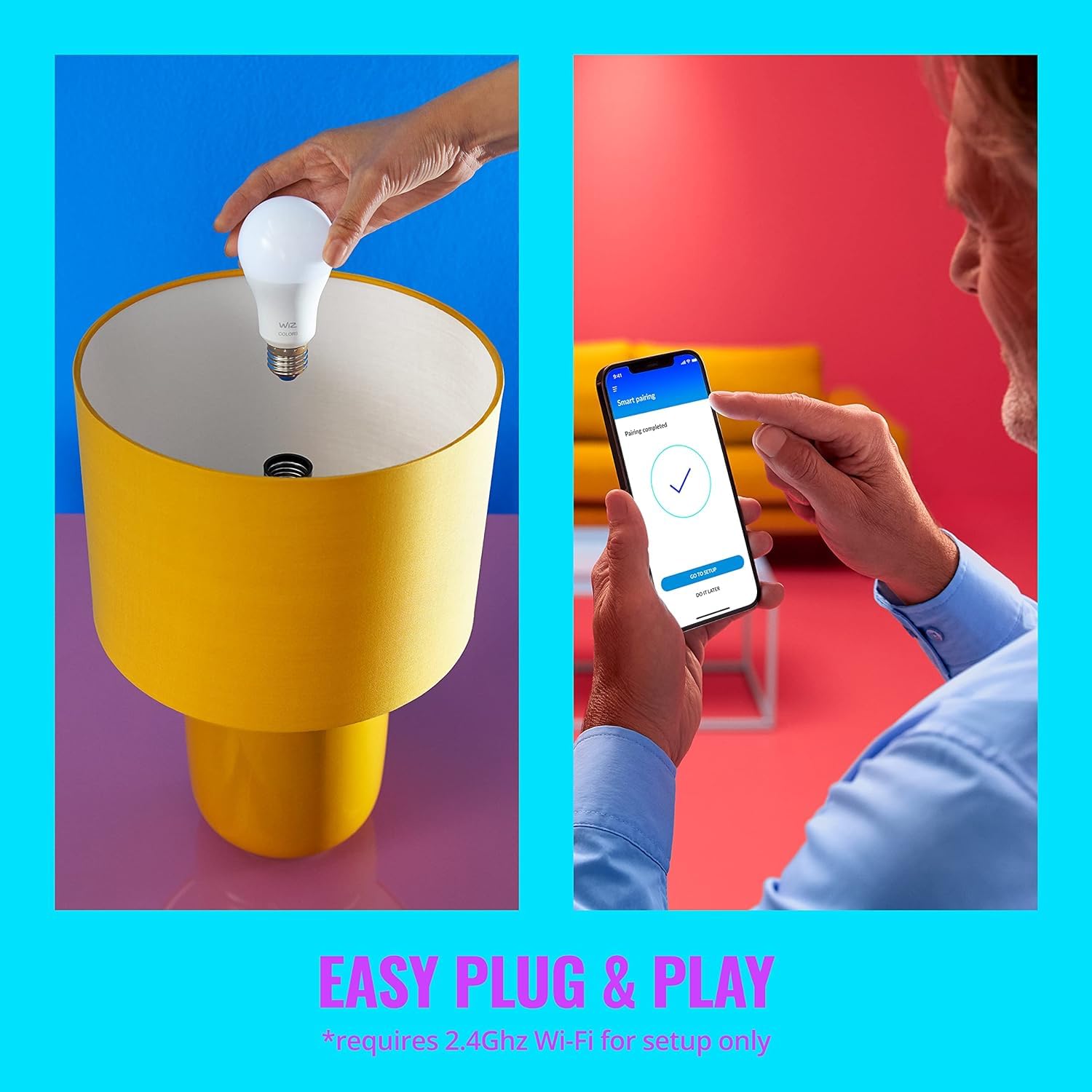Wiz 60W A19 Tunable White Led Smart Bulb - Pack Of 6 - E26- Indoor - Connects To Your Existing Wi-Fi - Control With Voice Or App