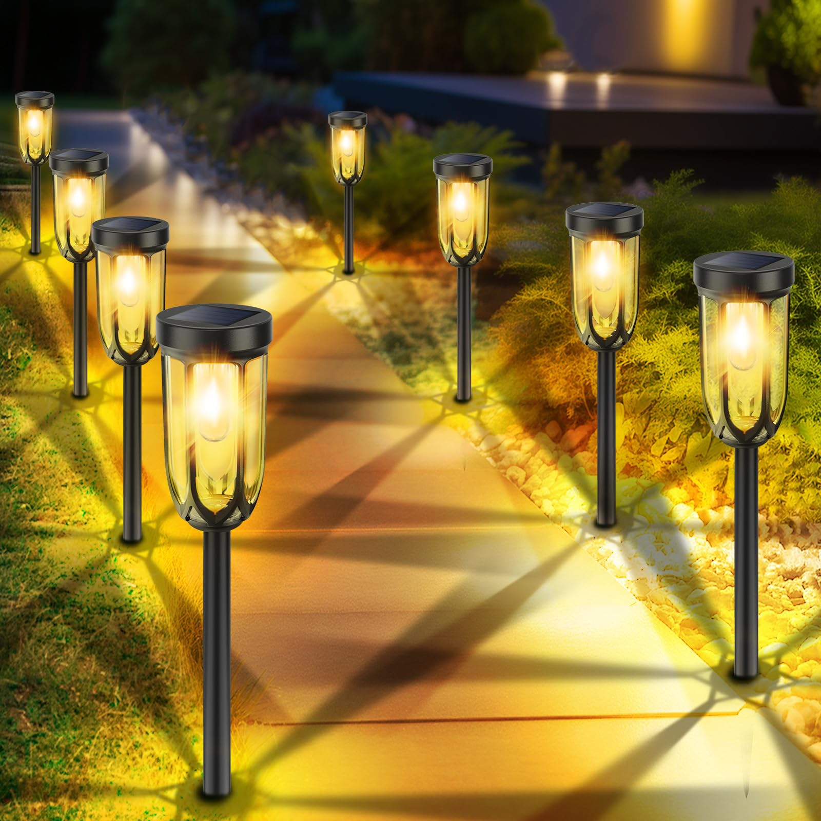 Shop Solar Light Barleit Solar Lights Outdoor 8 Pack Solar Pathway Lights Solar Lights ...