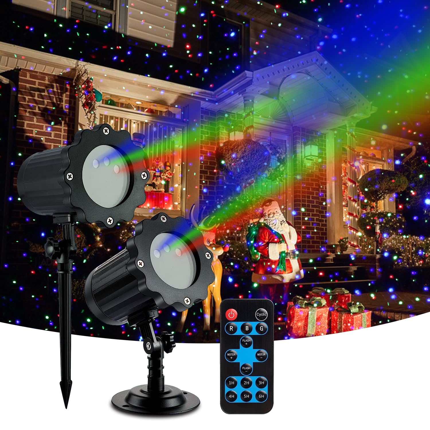 Laser Projector Lights - Moving Red Green Blue 3 Color Starry Lights Show with RF Control - Holiday Decor for Party, Garden, Chr
