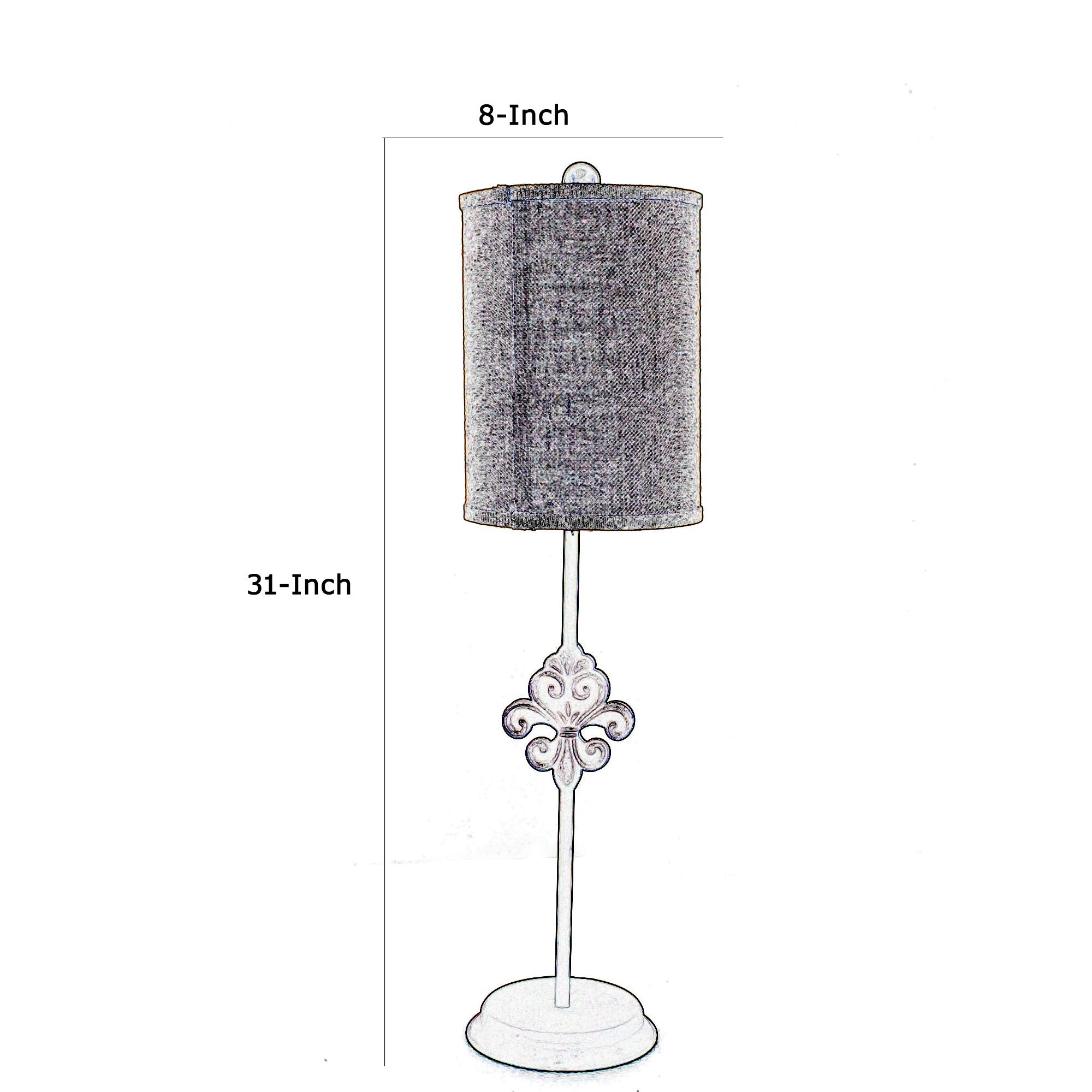 Benzara Metal Table Lamp with Drum Shade, Fleur De Lis Accent, Black, Model BM217234