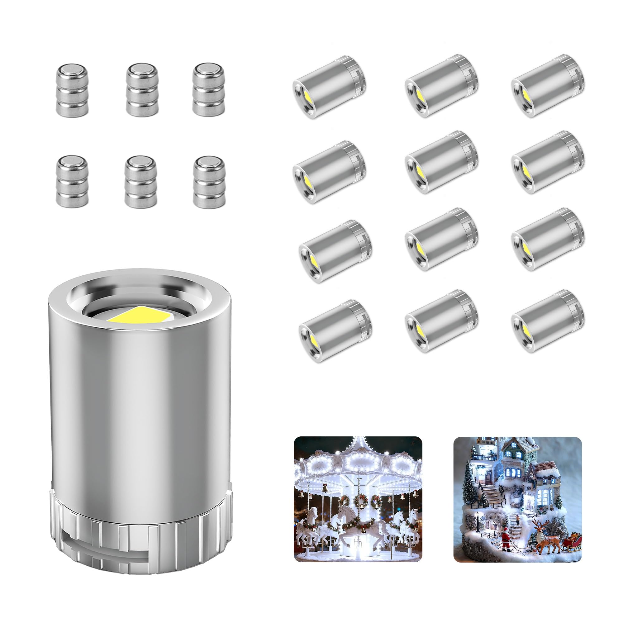 Novantl 12 Pack Mini LED Lights, Cold White Small LED Light, Mini Spotlights for Displays, Wireless Small Spotlight Battery Powe